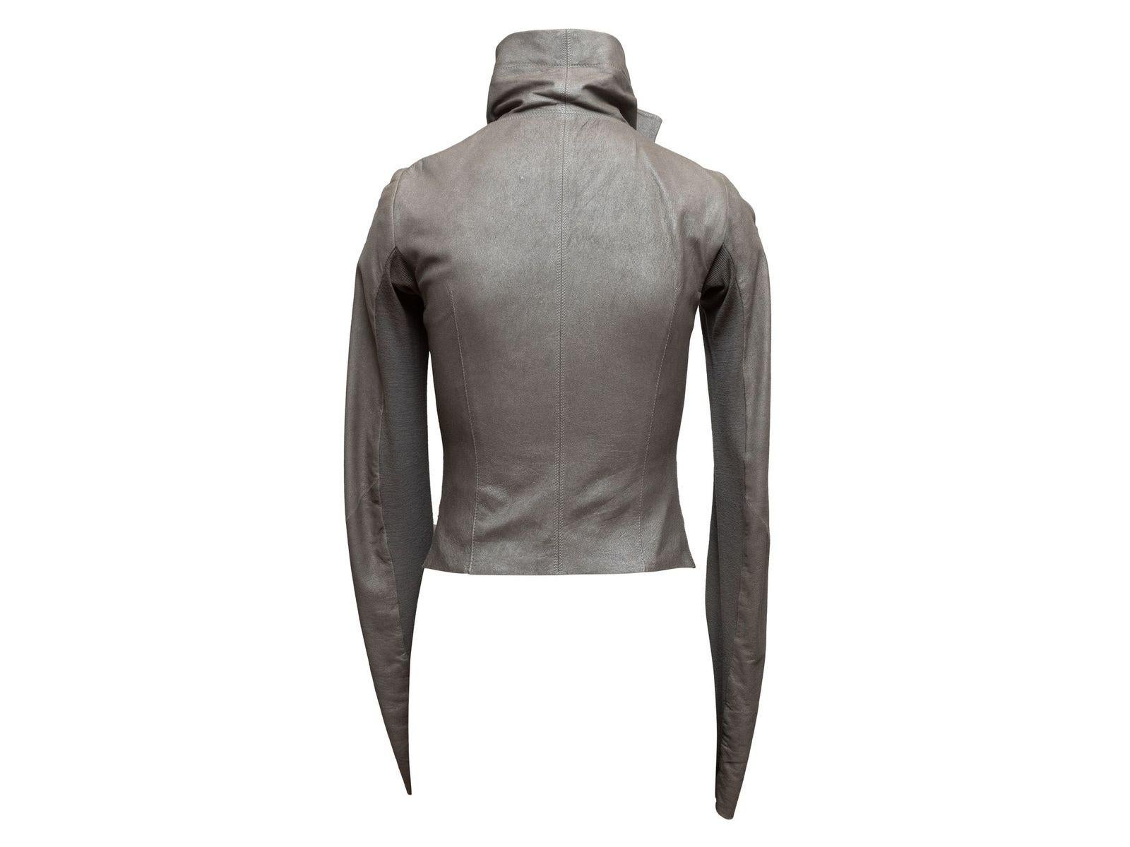 Rick Owens Grey Leather Moto Jacket 1