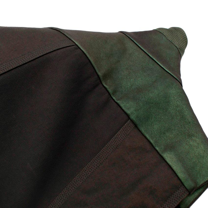 Women's Rick Owens Iridescent Green & Khaki Leather & Knit Gilet For Sale