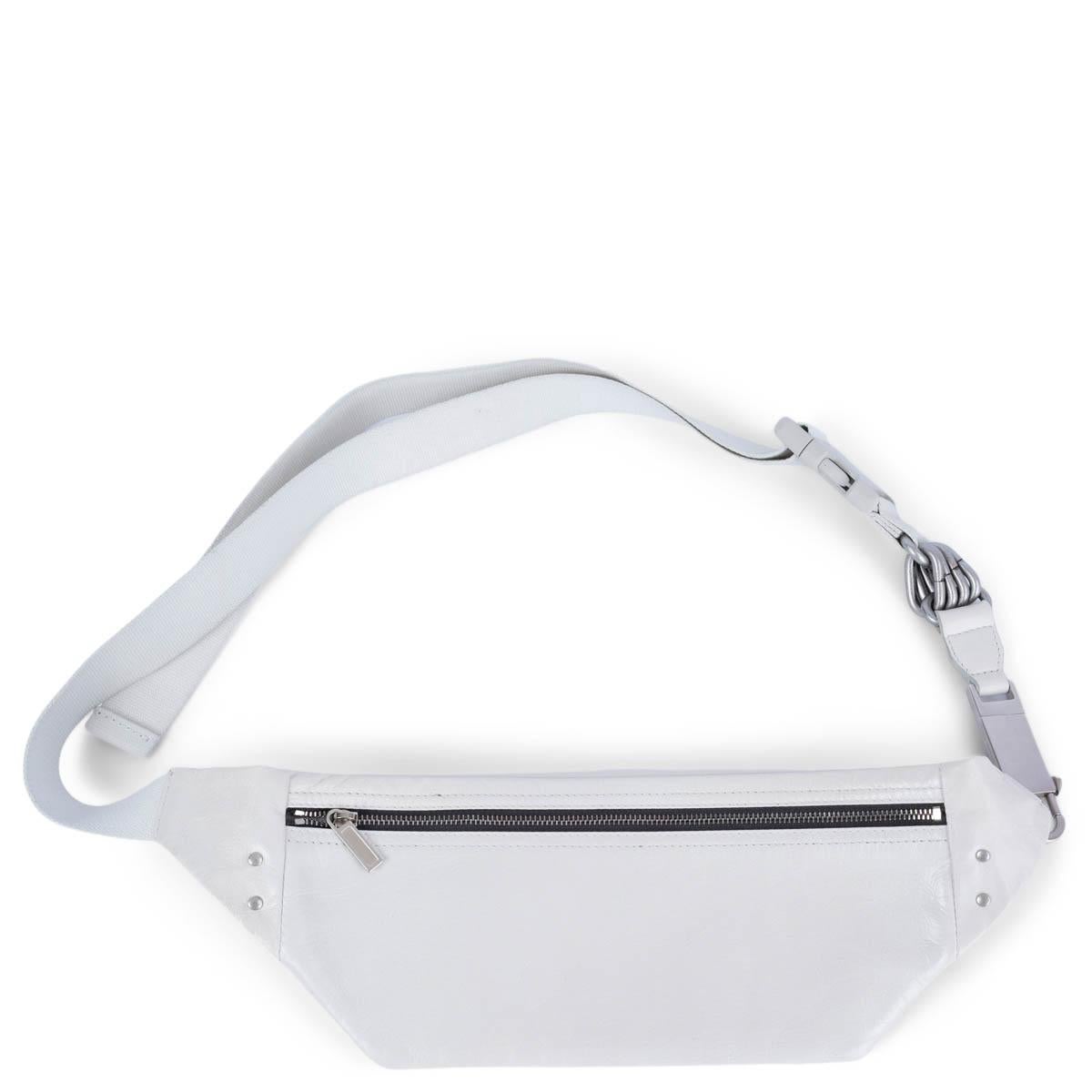 RICK OWENS ivory leather GEO Belt Bag In Excellent Condition In Zürich, CH