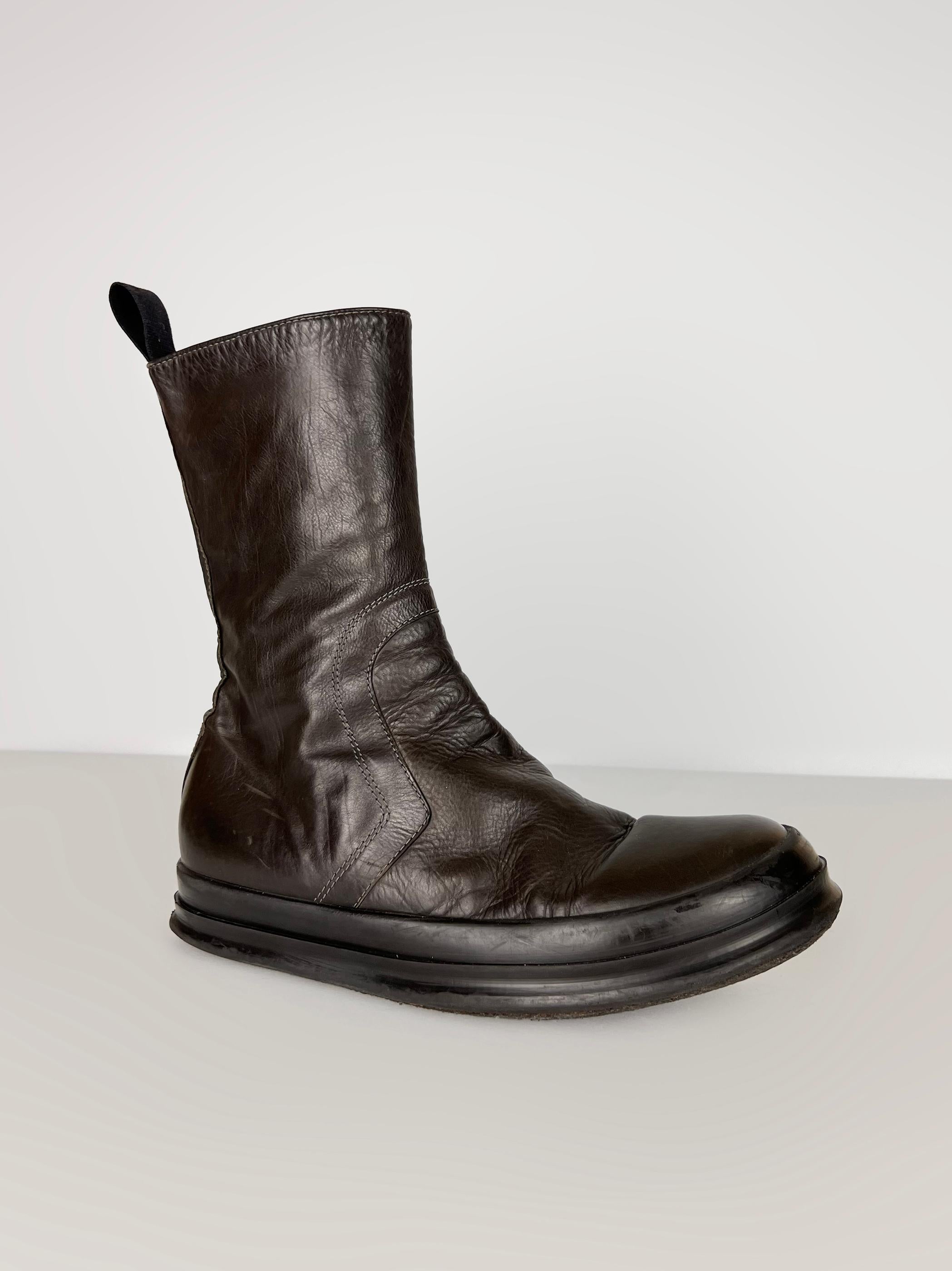 Rick Owens leather basket creepers with staples For Sale 5