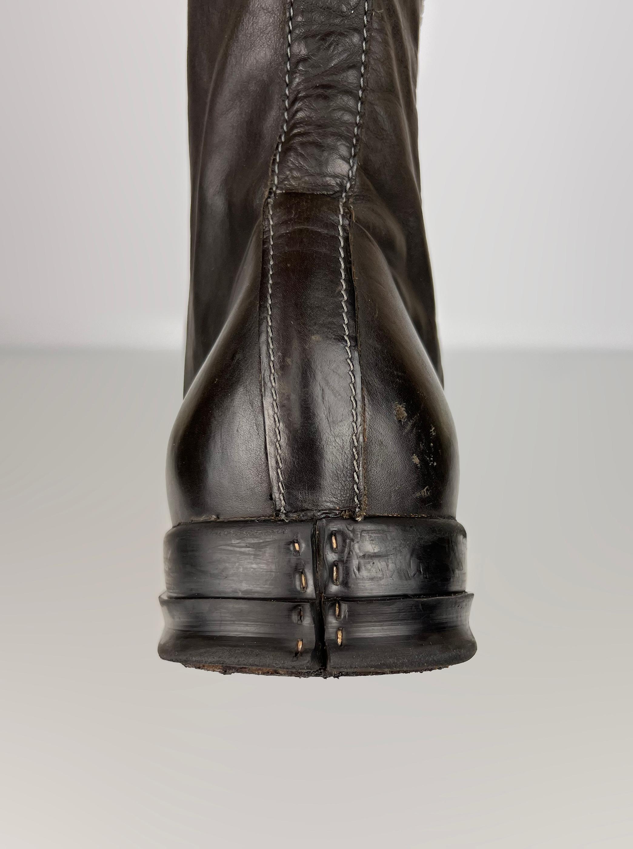 Rick Owens leather basket creepers with staples For Sale 8