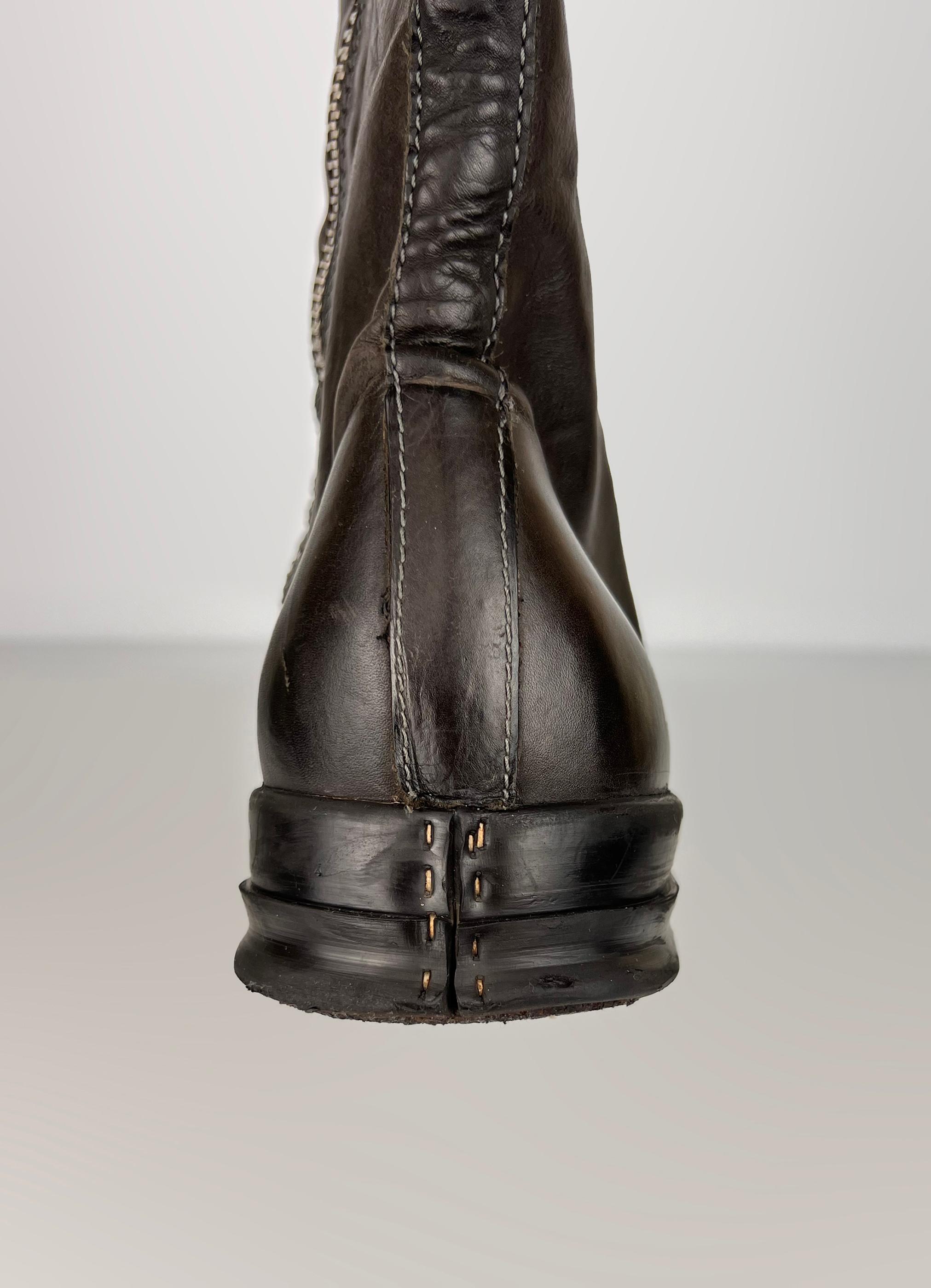 Rick Owens leather basket creepers with staples For Sale 9