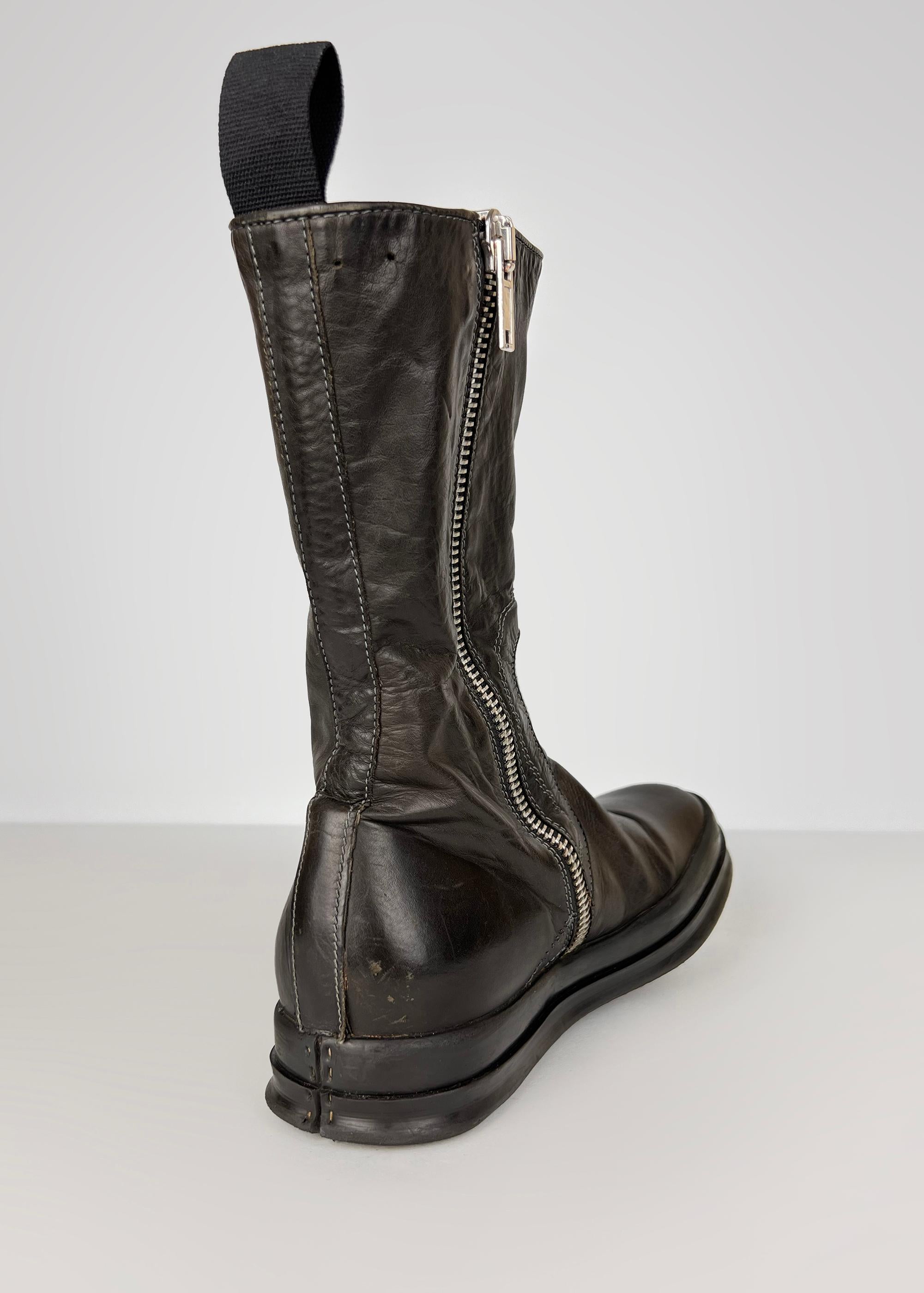 Rick Owens leather basket creepers with staples For Sale 10