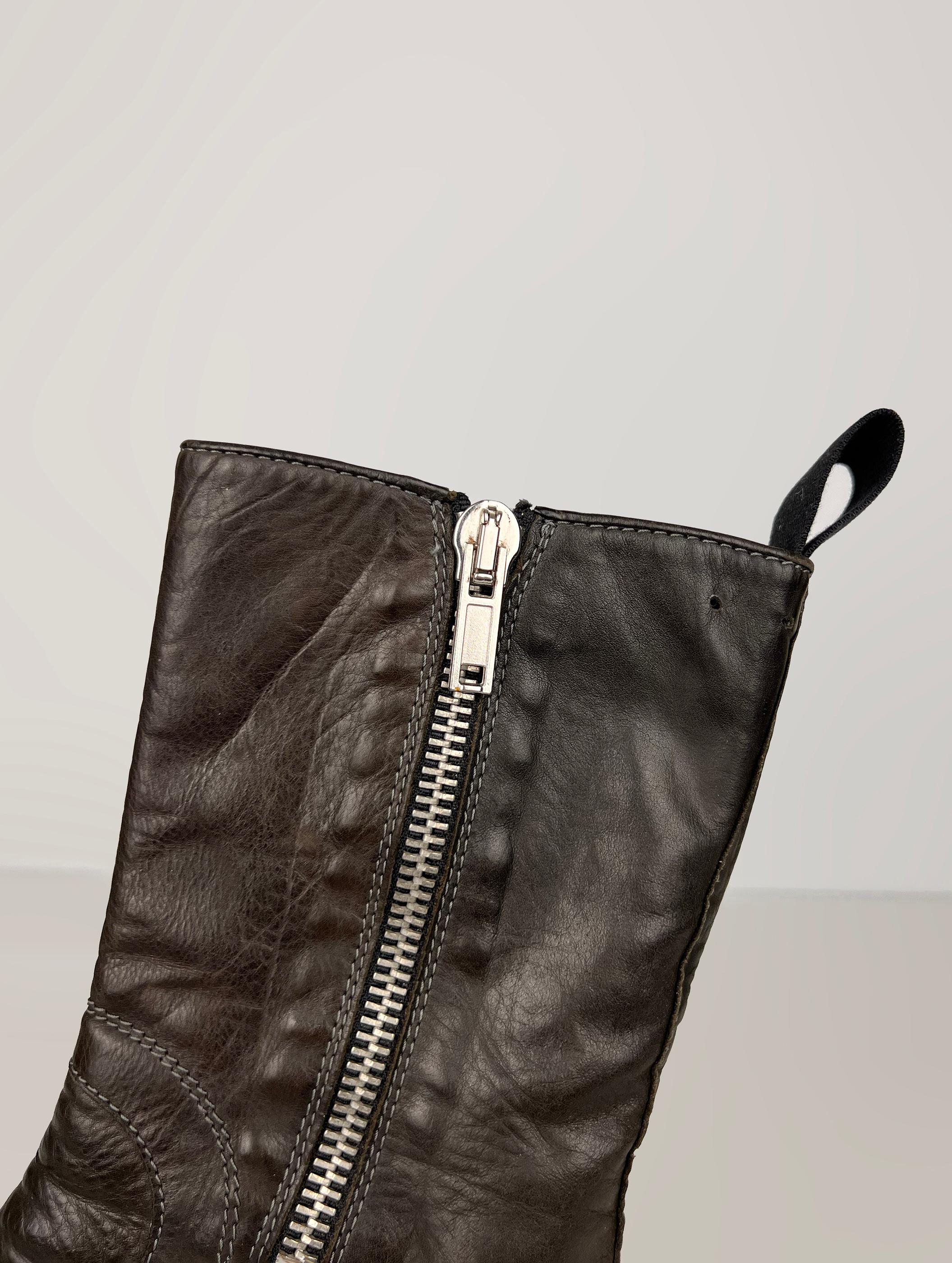 Rick Owens leather basket creepers with staples For Sale 12