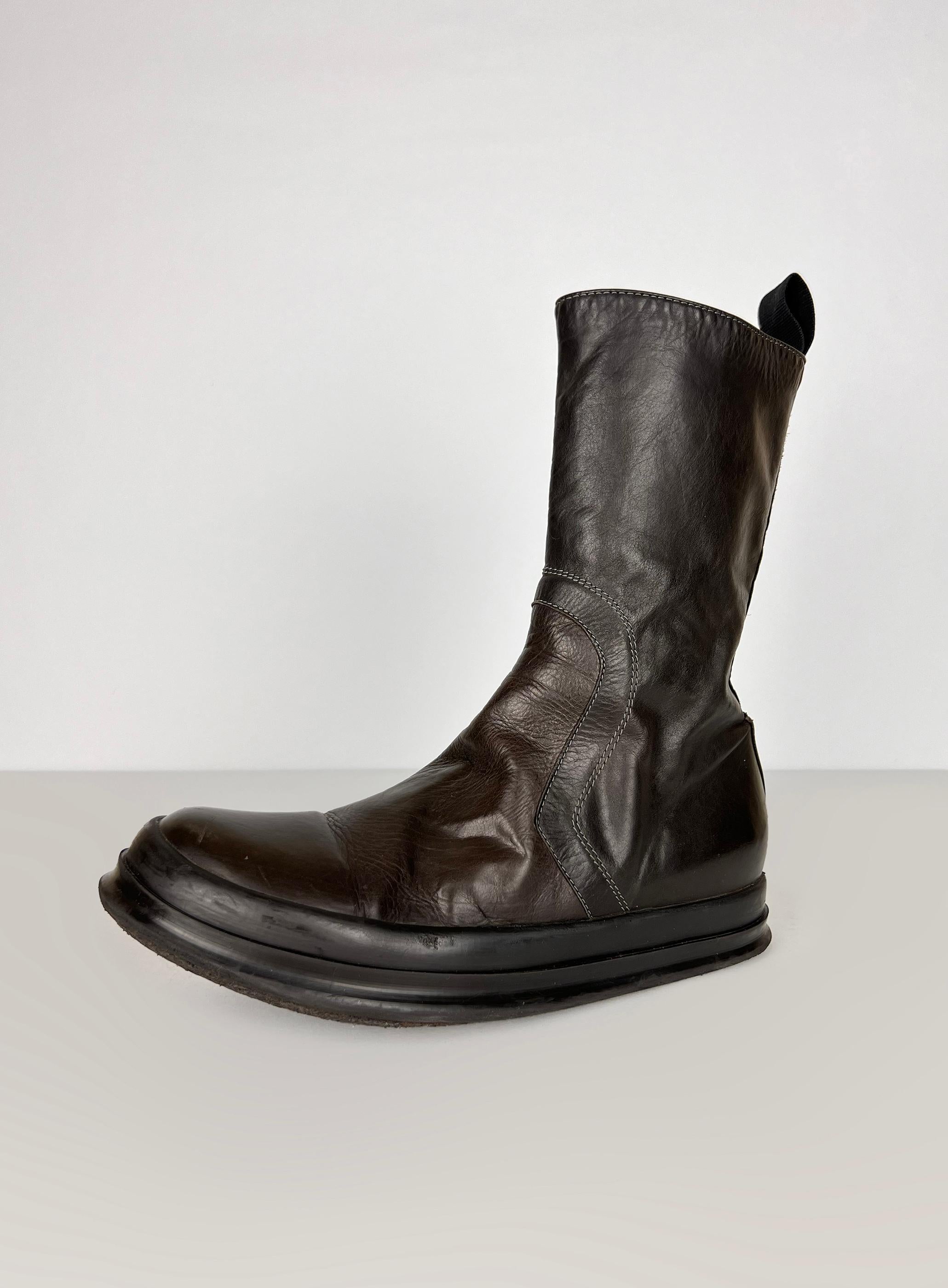 Women's or Men's Rick Owens leather basket creepers with staples For Sale