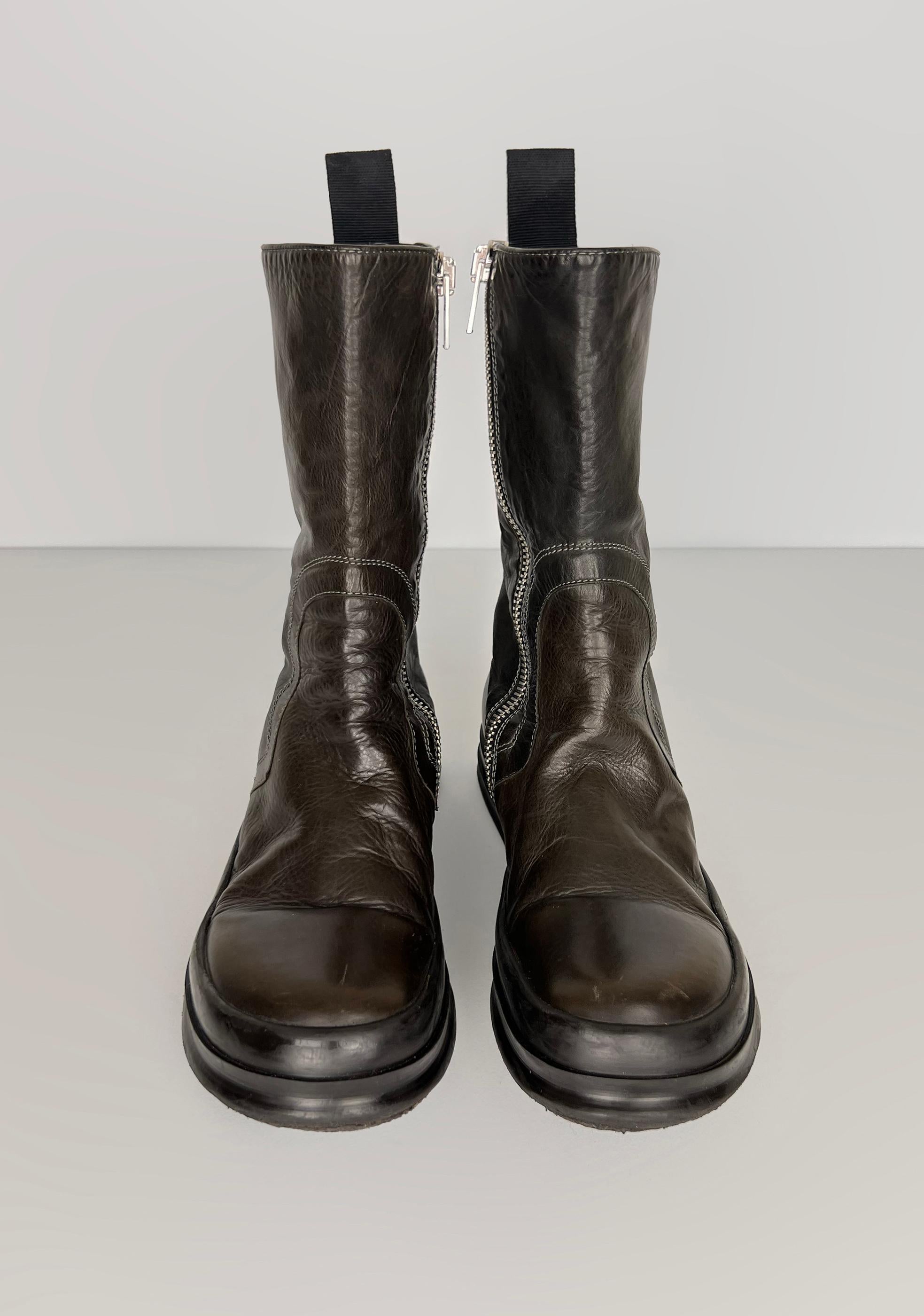 Rick Owens leather basket creepers with staples For Sale 1