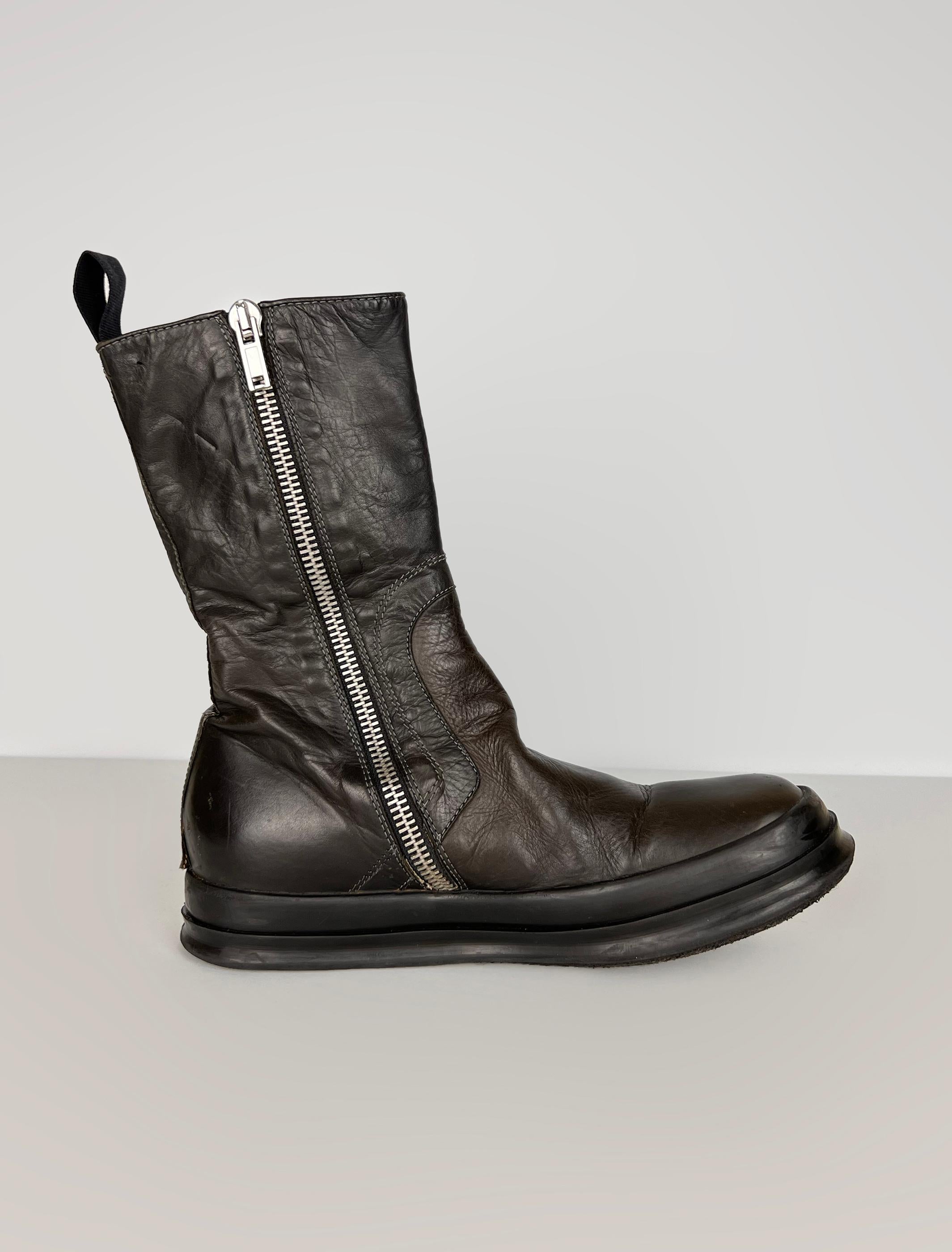 Rick Owens leather basket creepers with staples For Sale 2