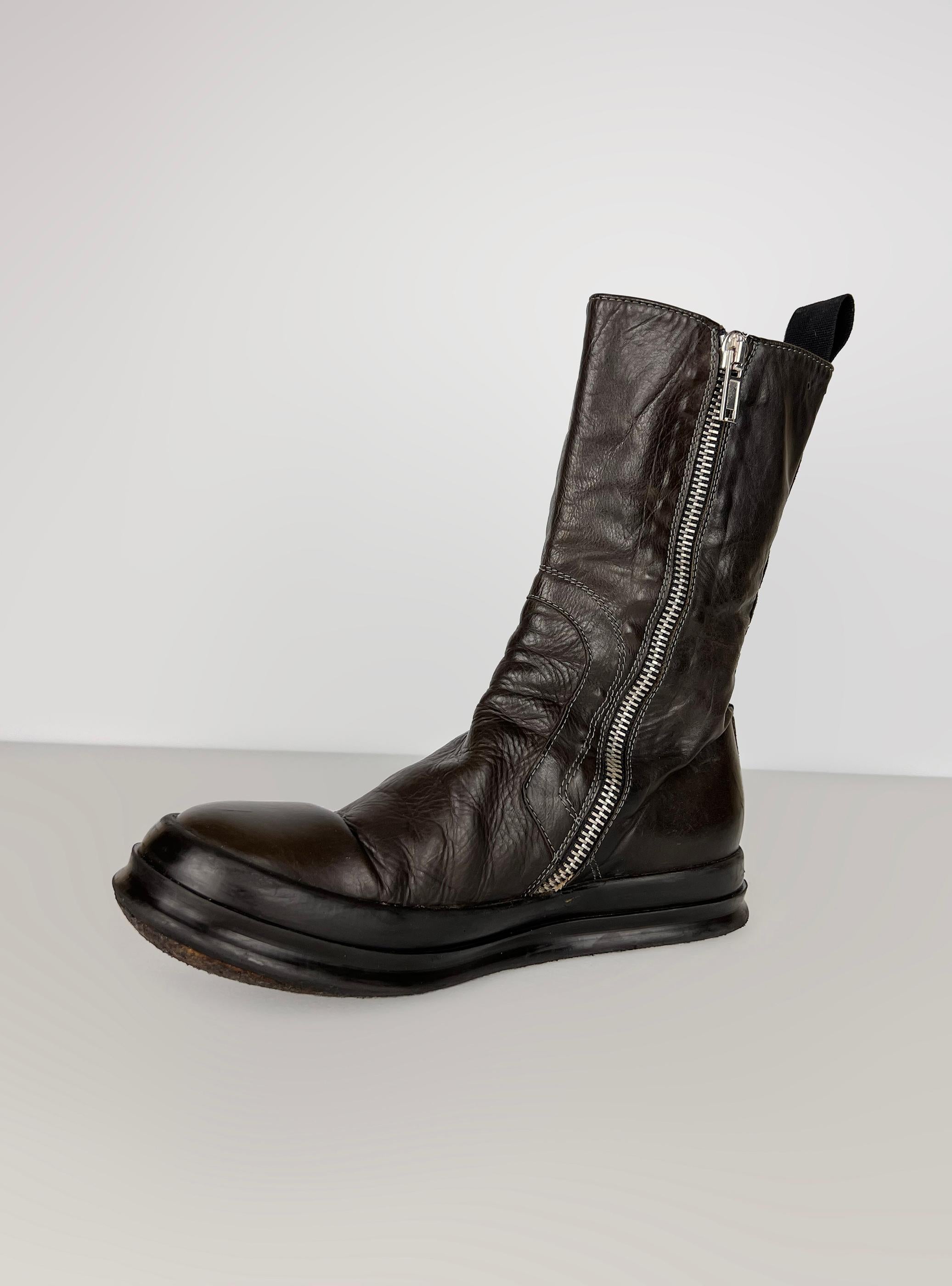 Rick Owens leather basket creepers with staples For Sale 4