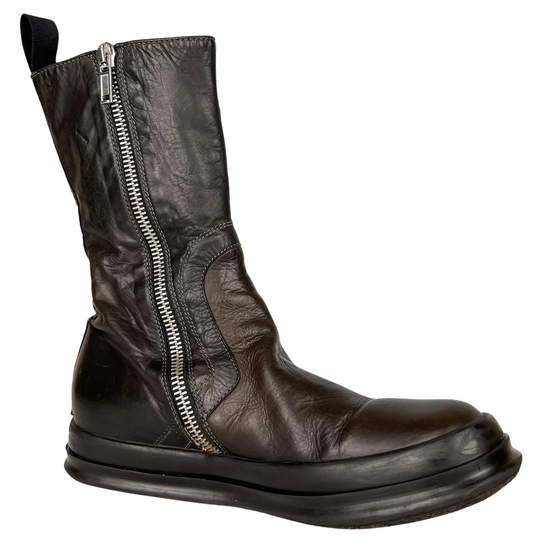 Rick Owens leather basket creepers with staples For Sale