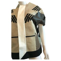 Rick Owens Leather Basket Weave and Eye Detail Embroidered Jacket