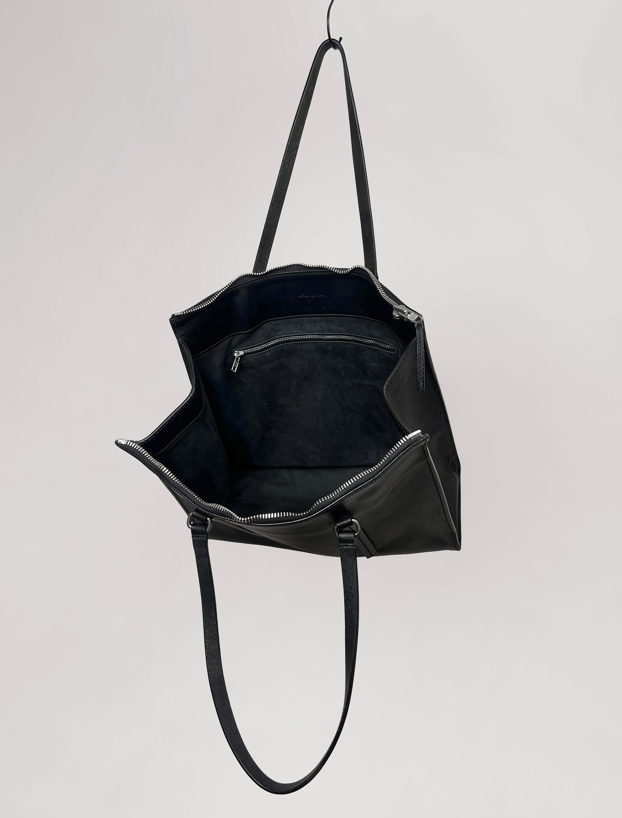 Women's or Men's Rick Owens leather Edith zipper tote bag For Sale