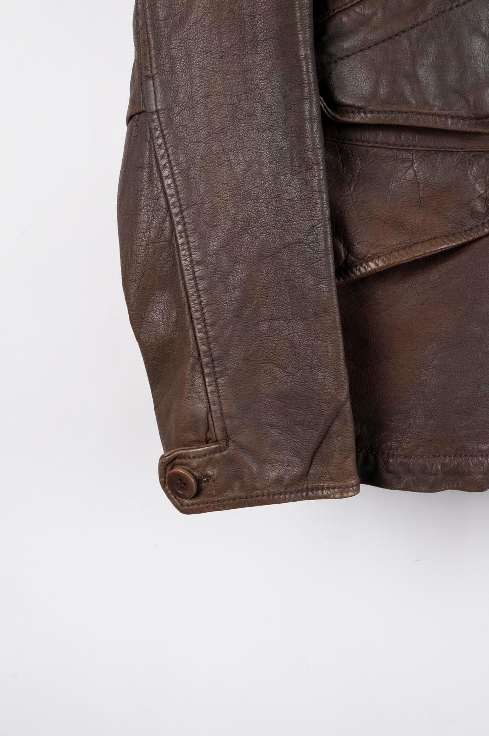 Rick Owens Leather Men Jacket 2010 Size M In Good Condition For Sale In Kaunas, LT
