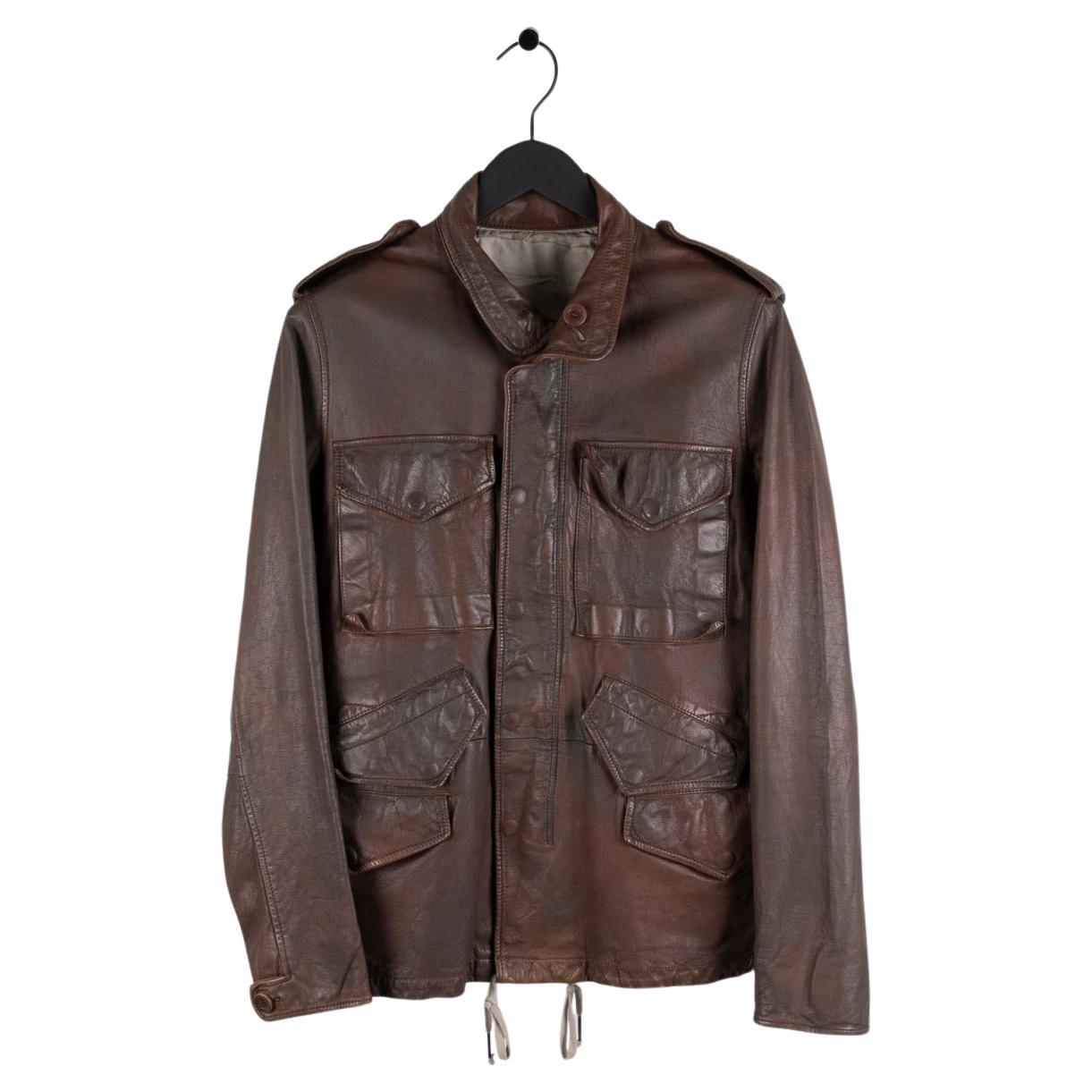 Rick Owens Leather Men Jacket 2010 Size M For Sale