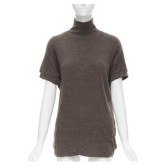 RICK OWENS LILIES Pull à col roulé à manches dolman en tricot gris poussière IT40 S