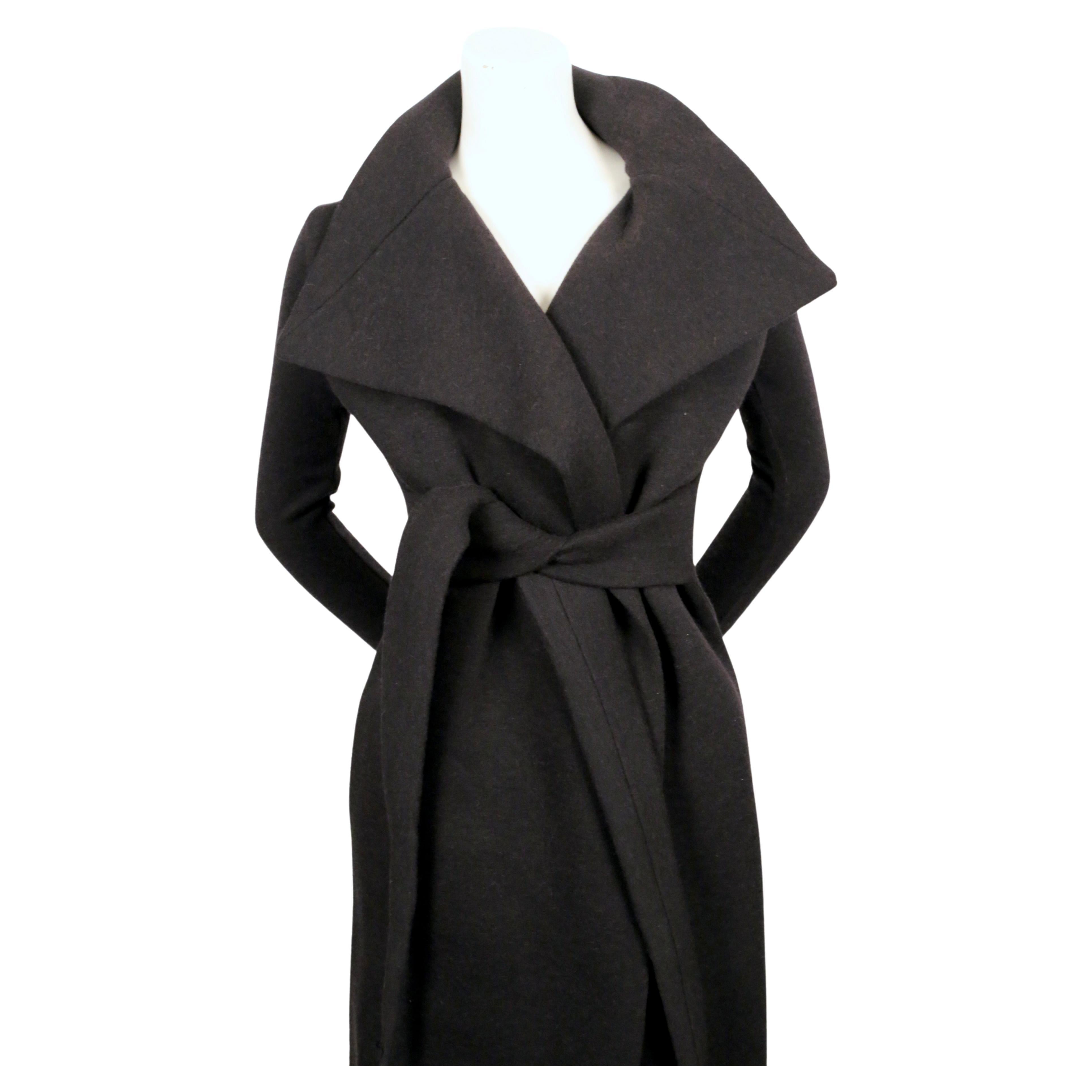 Brown wrap coat with extra long sleeves designed by rick owens Rick Owens for his 'Lilies' line. Italian size 40. Approximate measurements: shoulder 15.5