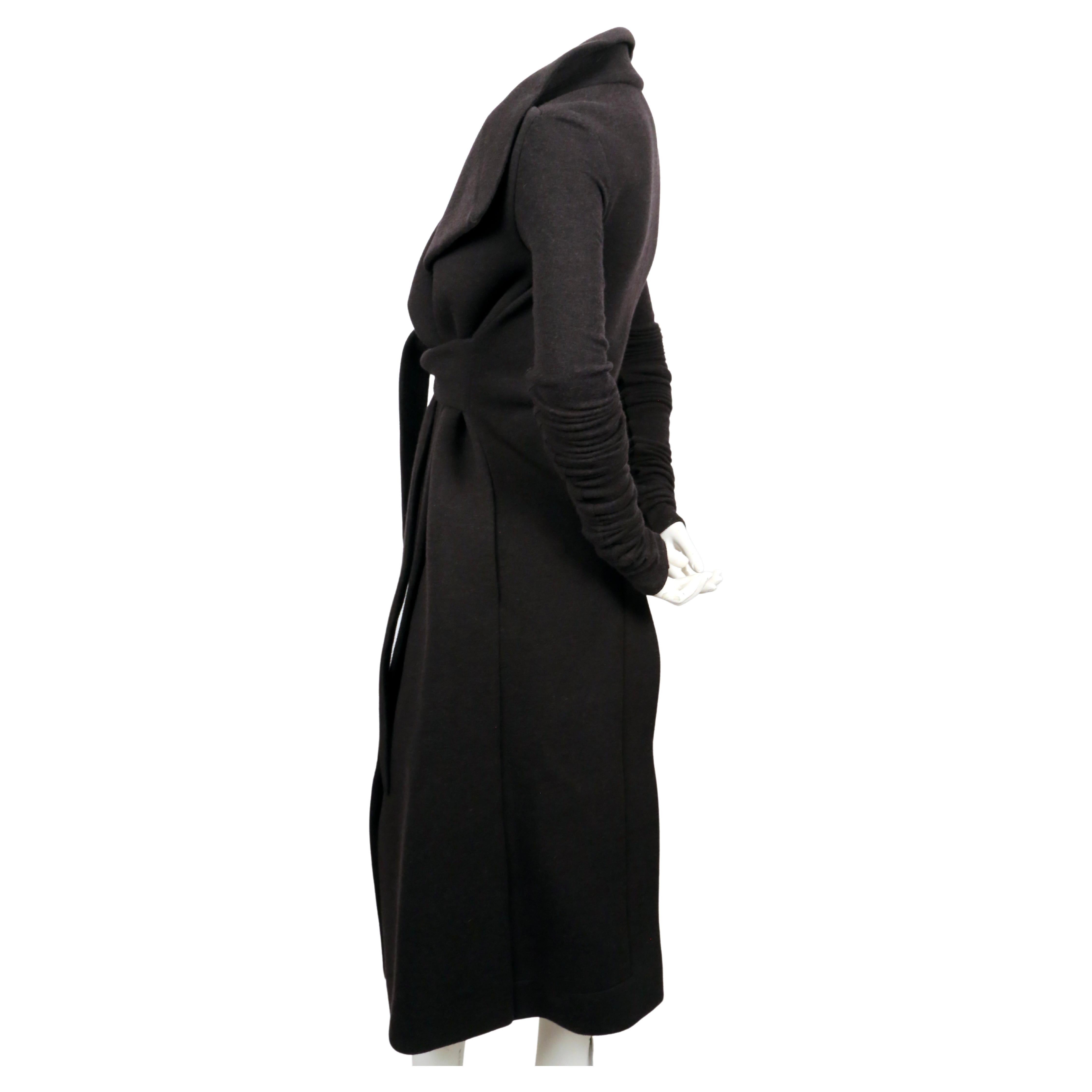 RICK OWENS lilies long brown wrap coat with extra long sleeves In Good Condition In San Fransisco, CA