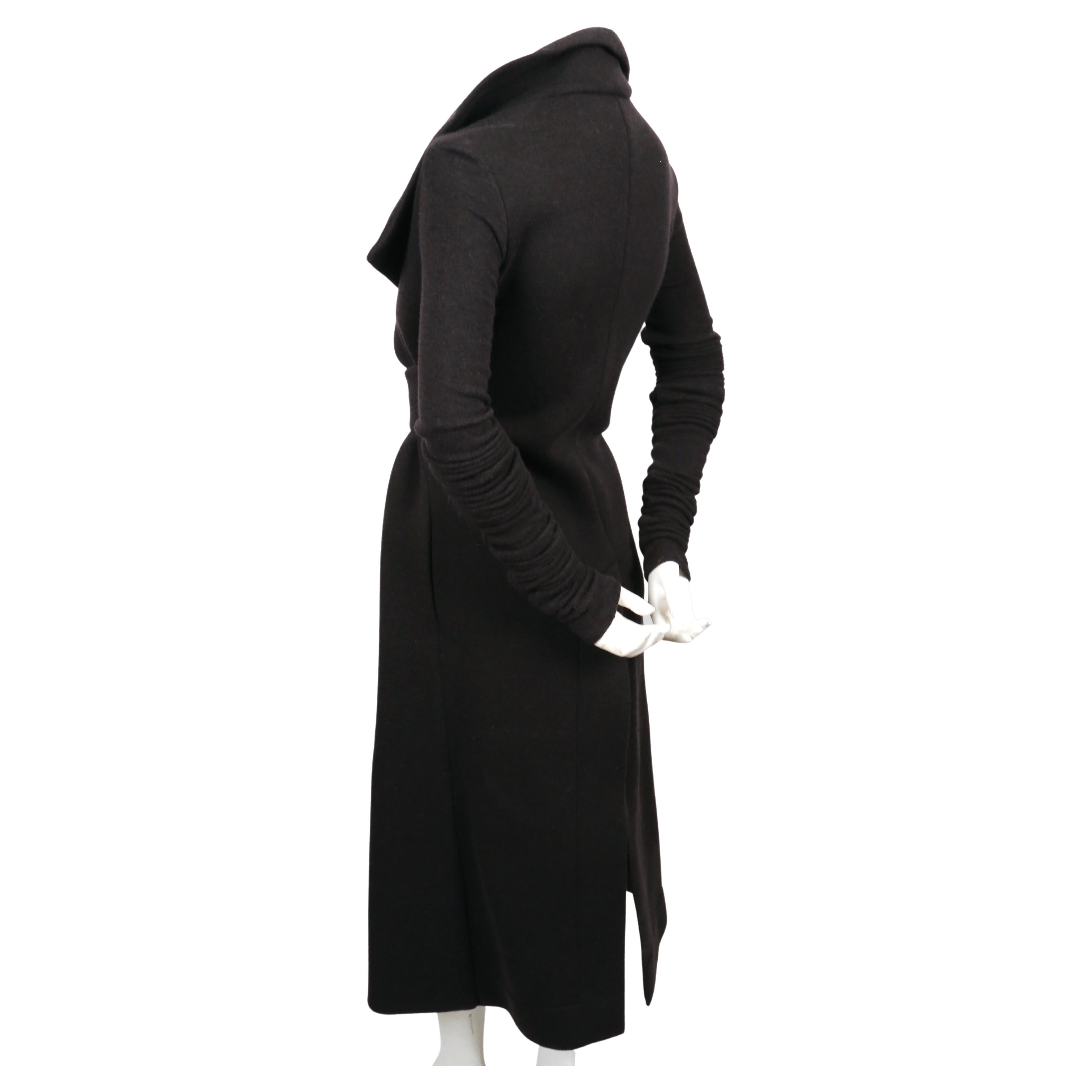 Women's RICK OWENS lilies long brown wrap coat with extra long sleeves