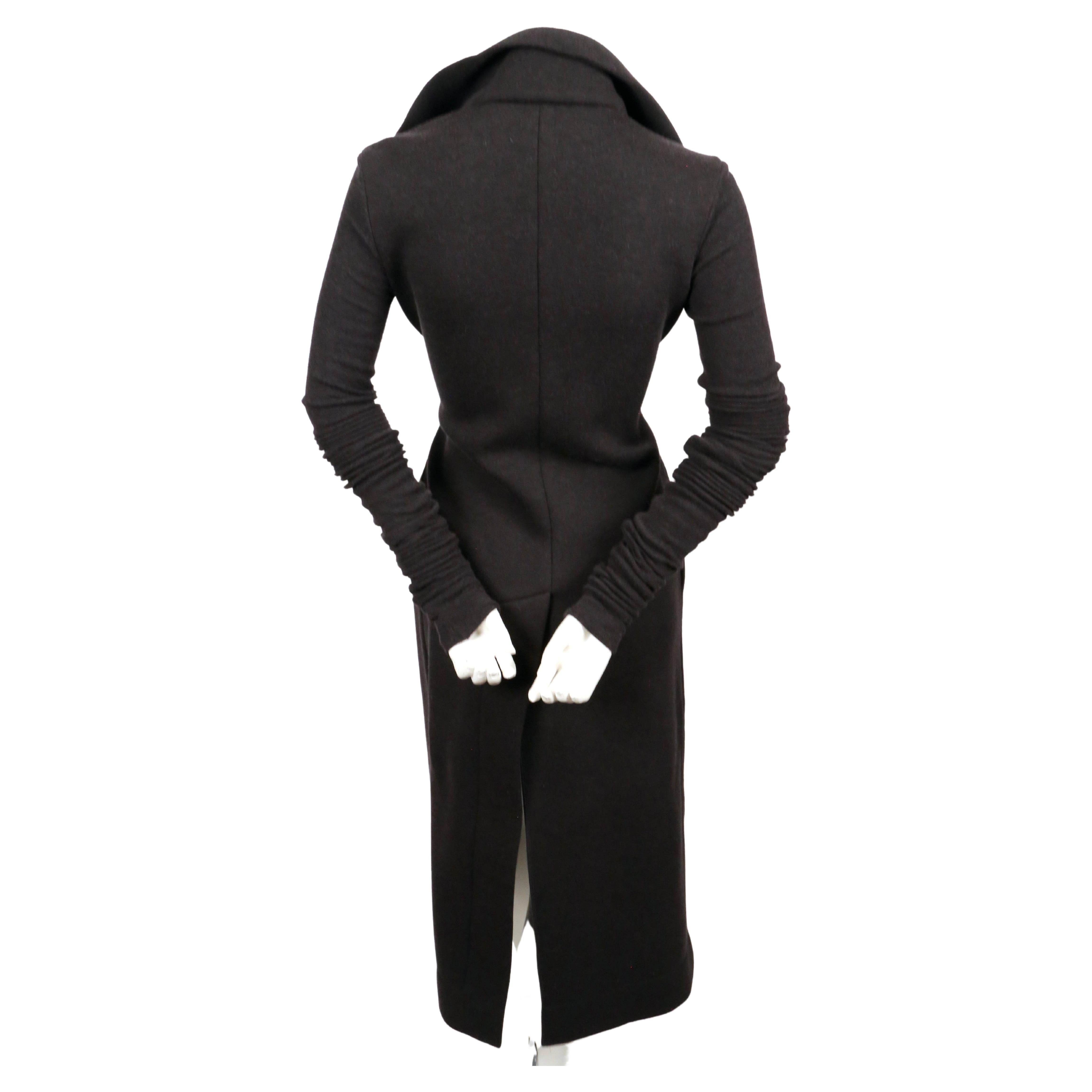 RICK OWENS lilies long brown wrap coat with extra long sleeves 3