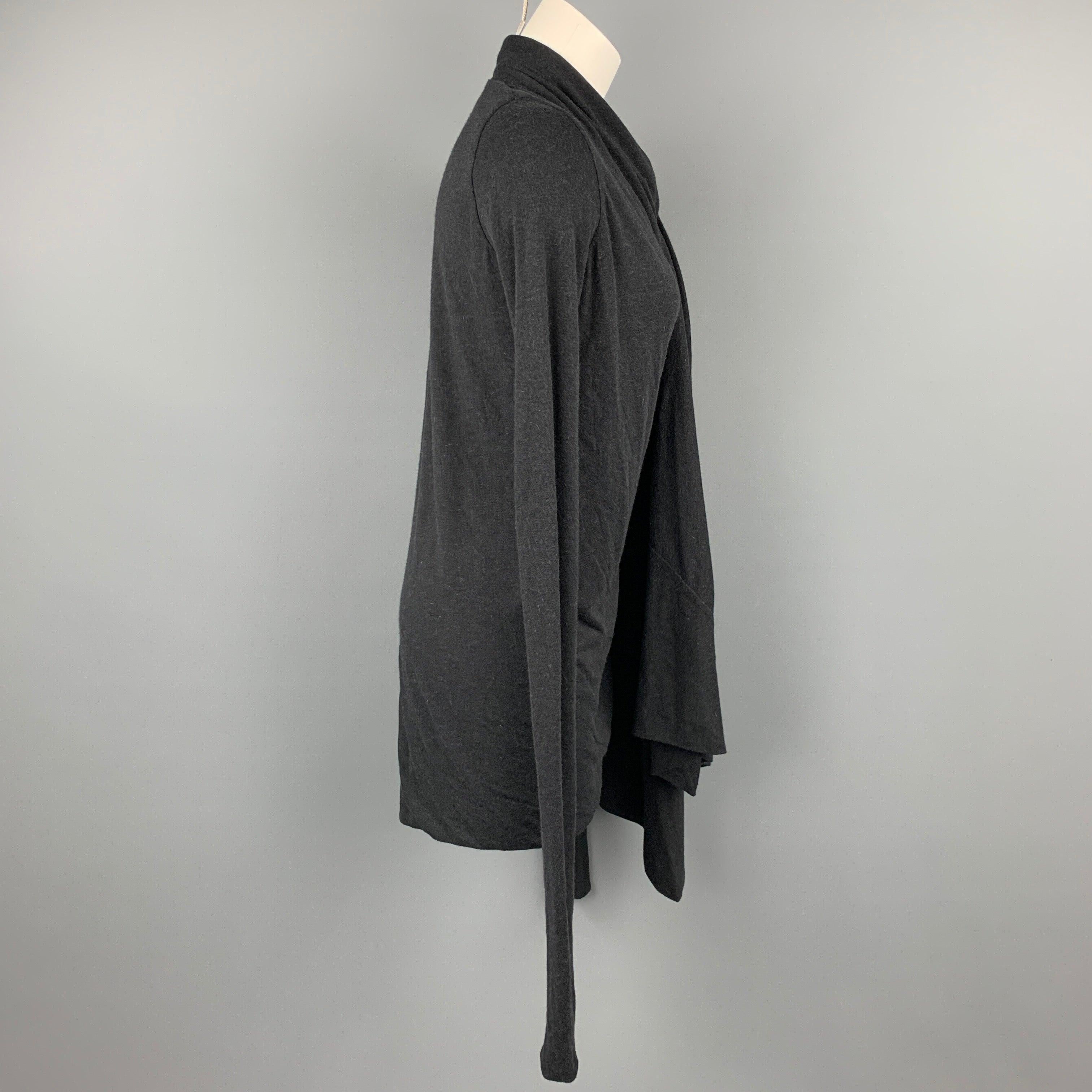 RICK OWENS Lilies One Size Charcoal Acetate Draped Cardigan In Good Condition For Sale In San Francisco, CA