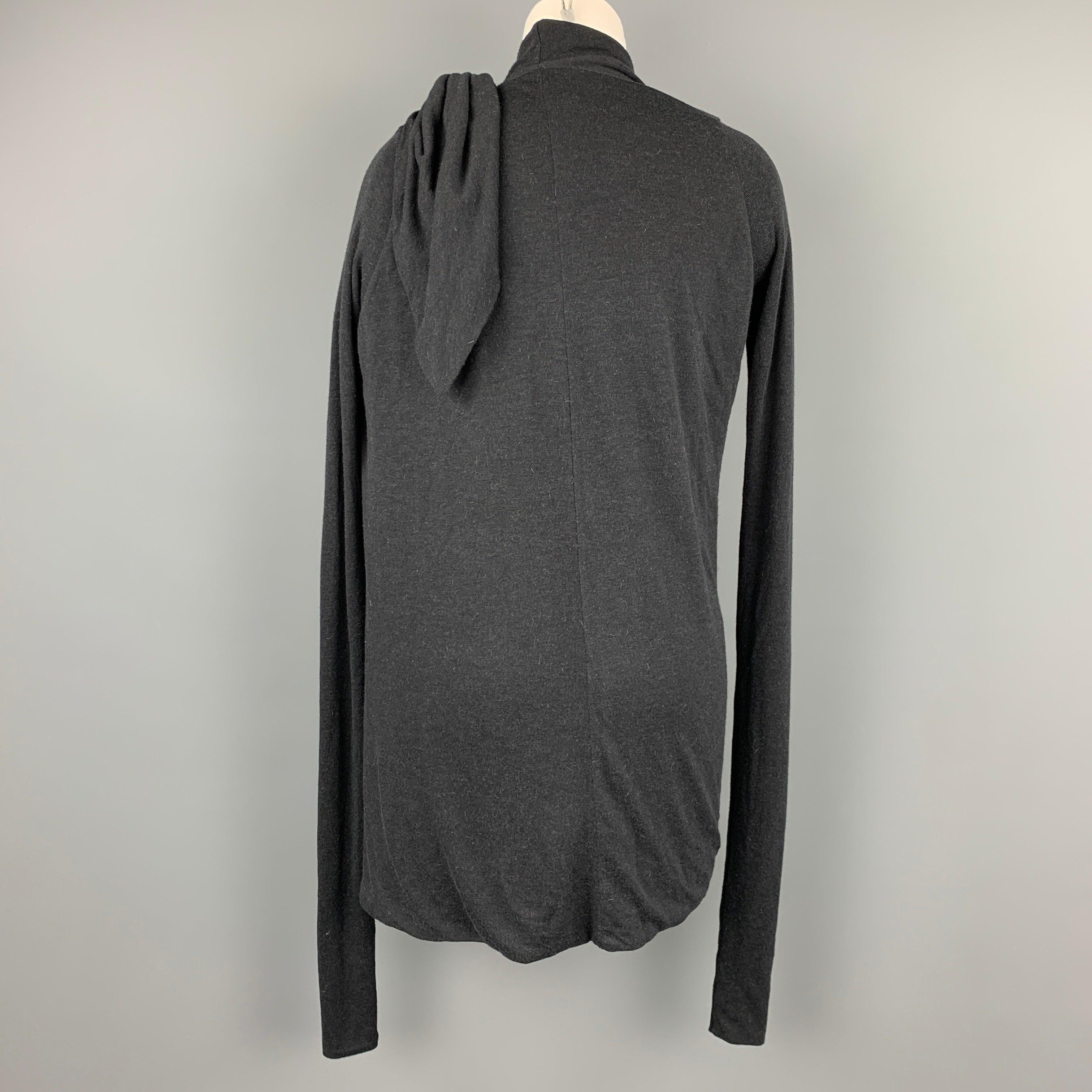 Women's RICK OWENS Lilies One Size Charcoal Acetate Draped Cardigan For Sale