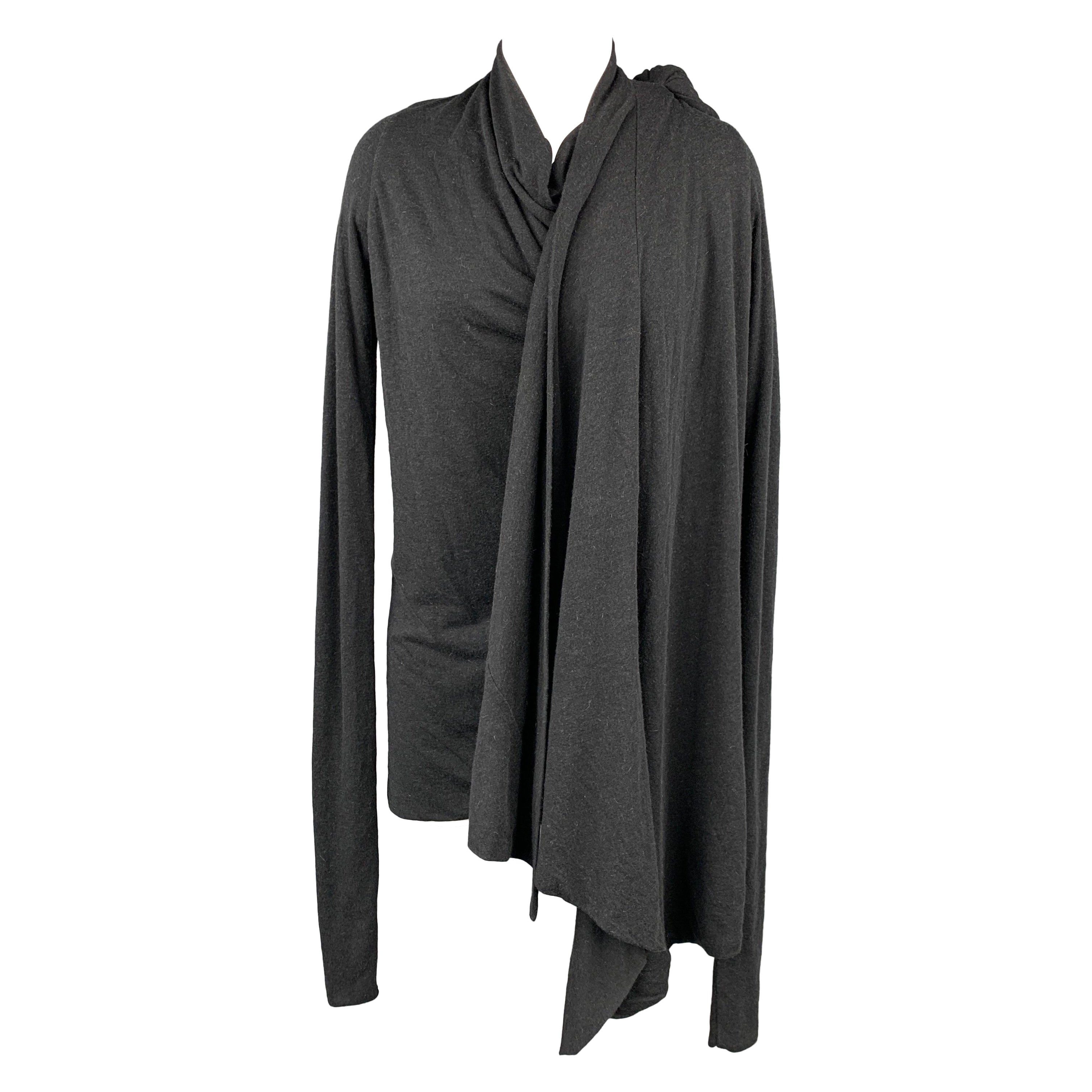 RICK OWENS Lilien Eine Größe Anthrazit Acetat Drapierte Strickjacke