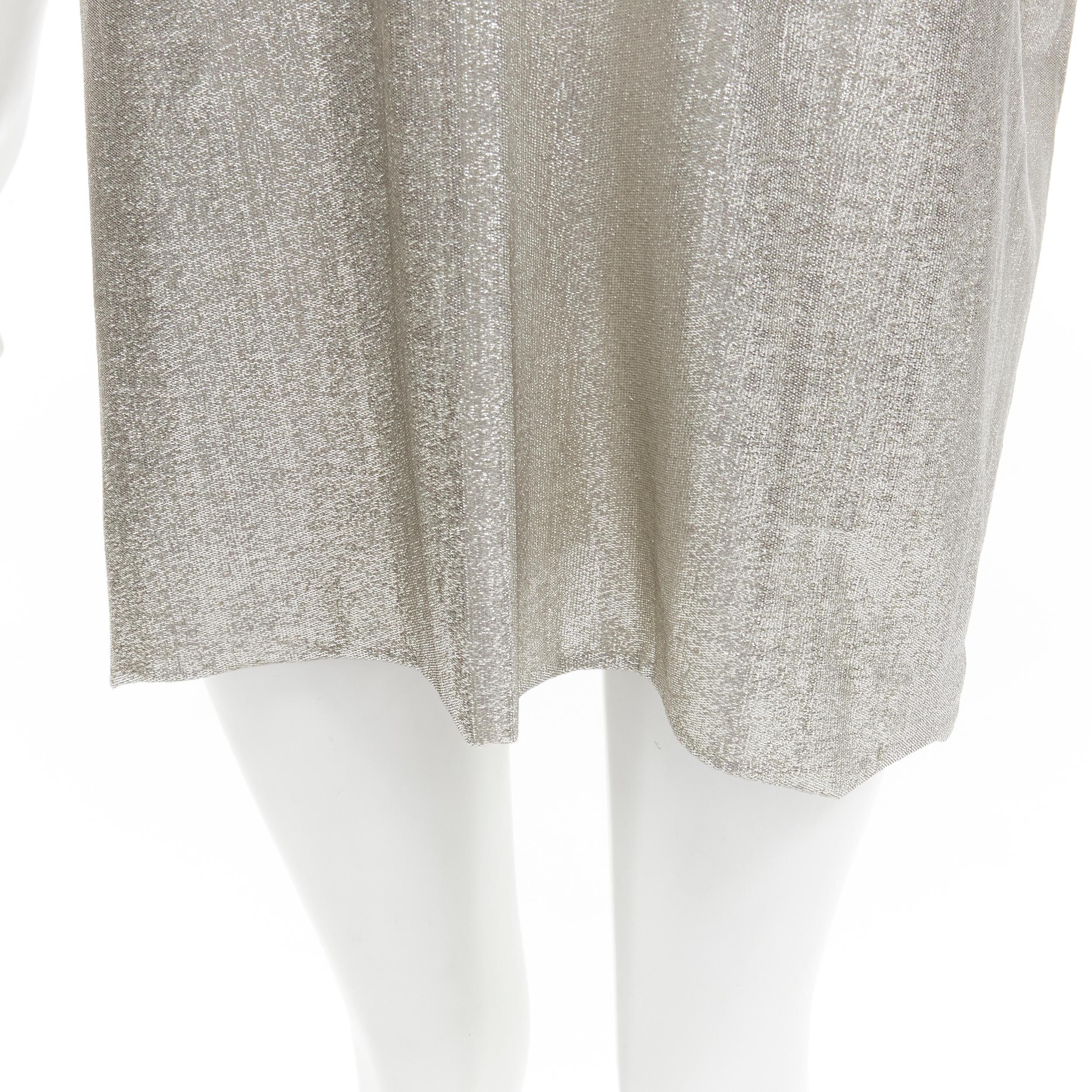 RICK OWENS LILIES silver metallic scoop neck boxy relaxed tank dress IT42 M 2