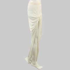 RICK OWENS LILIES Size 4 Twist Edfu White Jersey Asymmetrical Long Skirt
