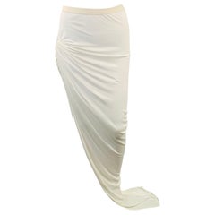 RICK OWENS LILIES Size 4 Twist Edfu White Jersey Asymmetrical Long Skirt