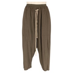 RICK OWENS LILIES Size 8 Olive Viscose Blend Drop-Crotch Cropped Casual Pants