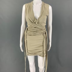 RICK OWENS LILIES SS23 Size 4 Grey Sage Viscose EDFU EMMA Mini Dress