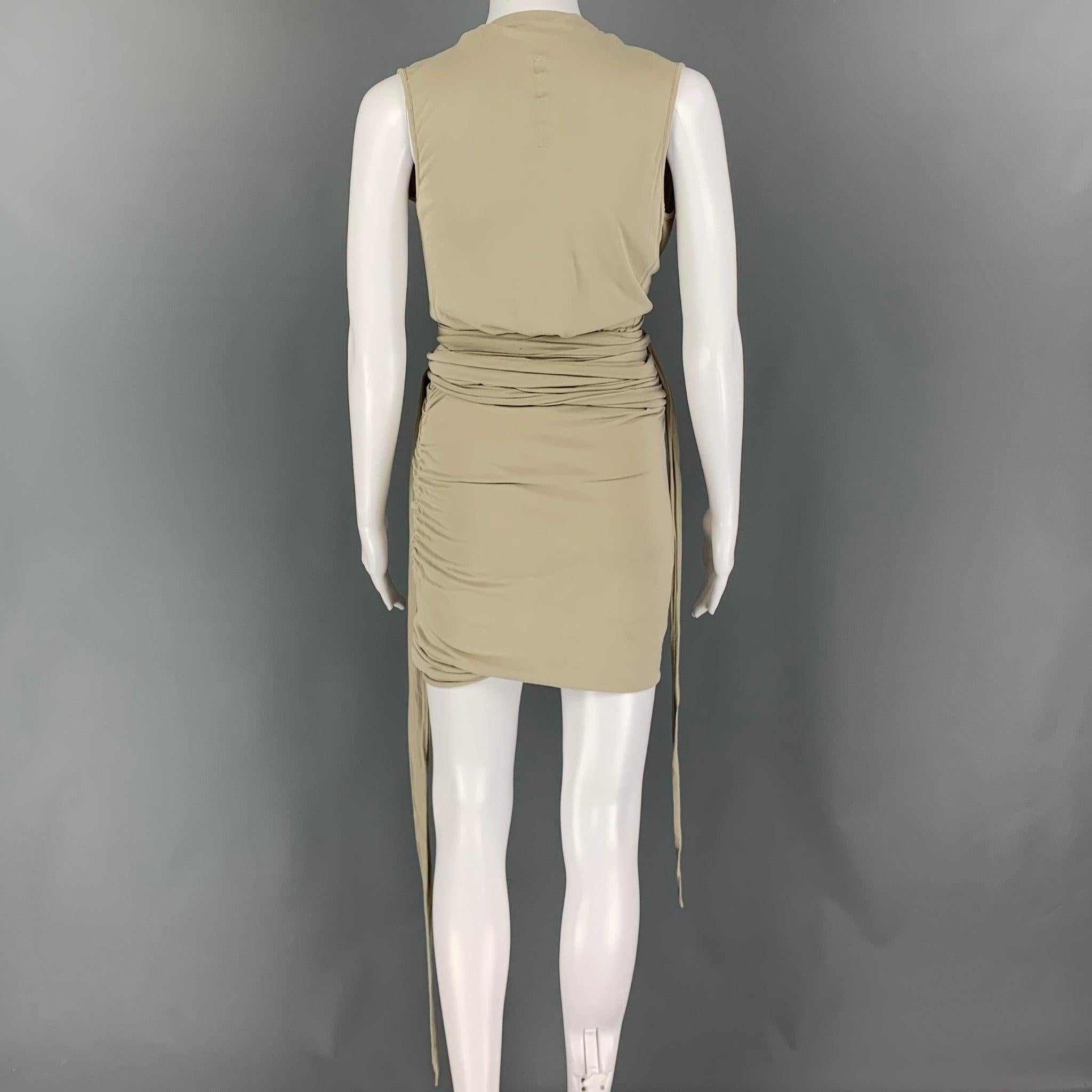 Women's RICK OWENS LILIES SS23 Size 4 Grey Sage Viscose EDFU EMMA Mini Dress For Sale