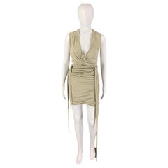 RICK OWENS LILIES SS23 Size 4 Grey Sage Viscose EDFU EMMA Mini Dress