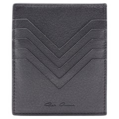 Rick Owens Logo Stamp Cardholder Leather Wallet in Black