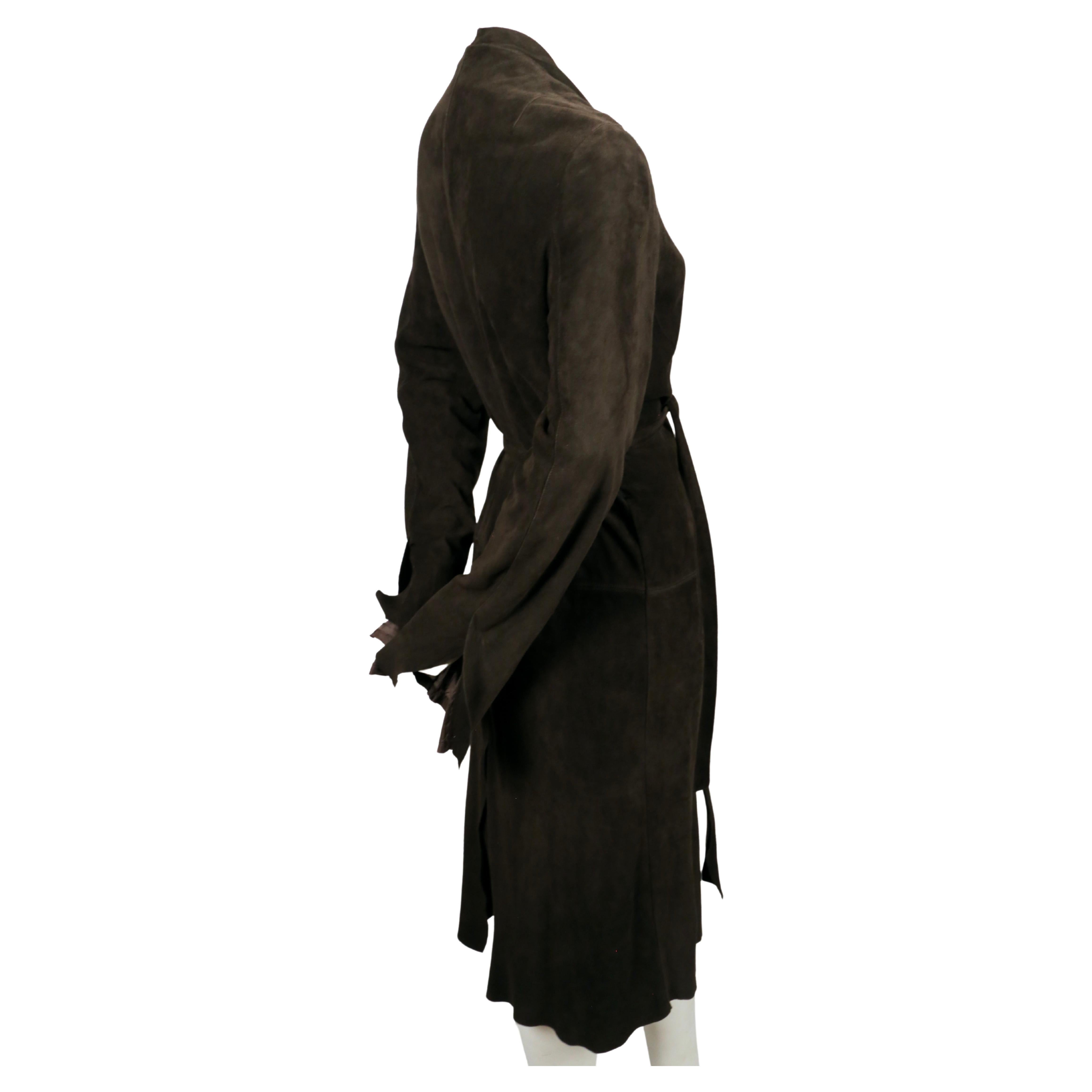Women's RICK OWENS long brown suede wrap coat