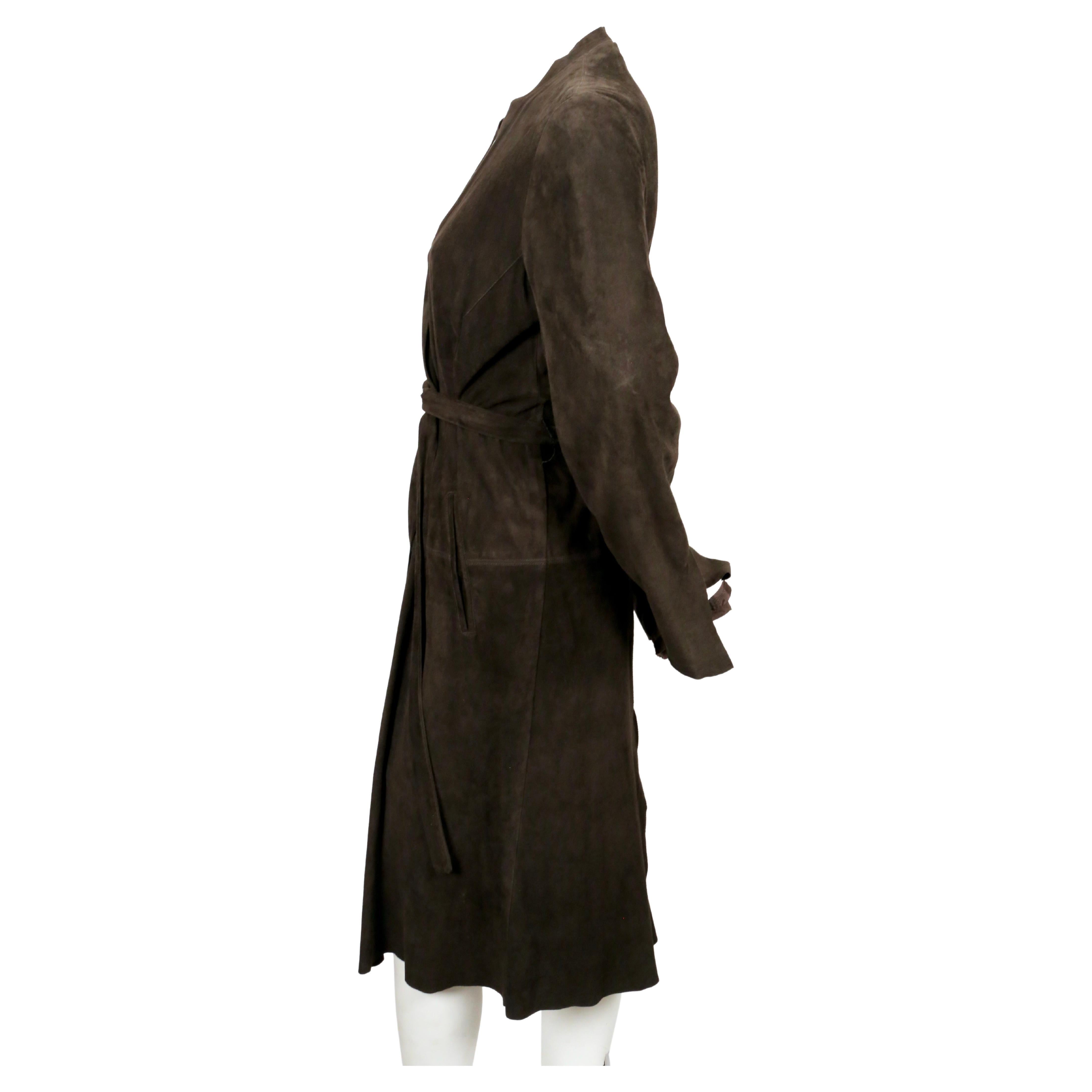 RICK OWENS long brown suede wrap coat 2