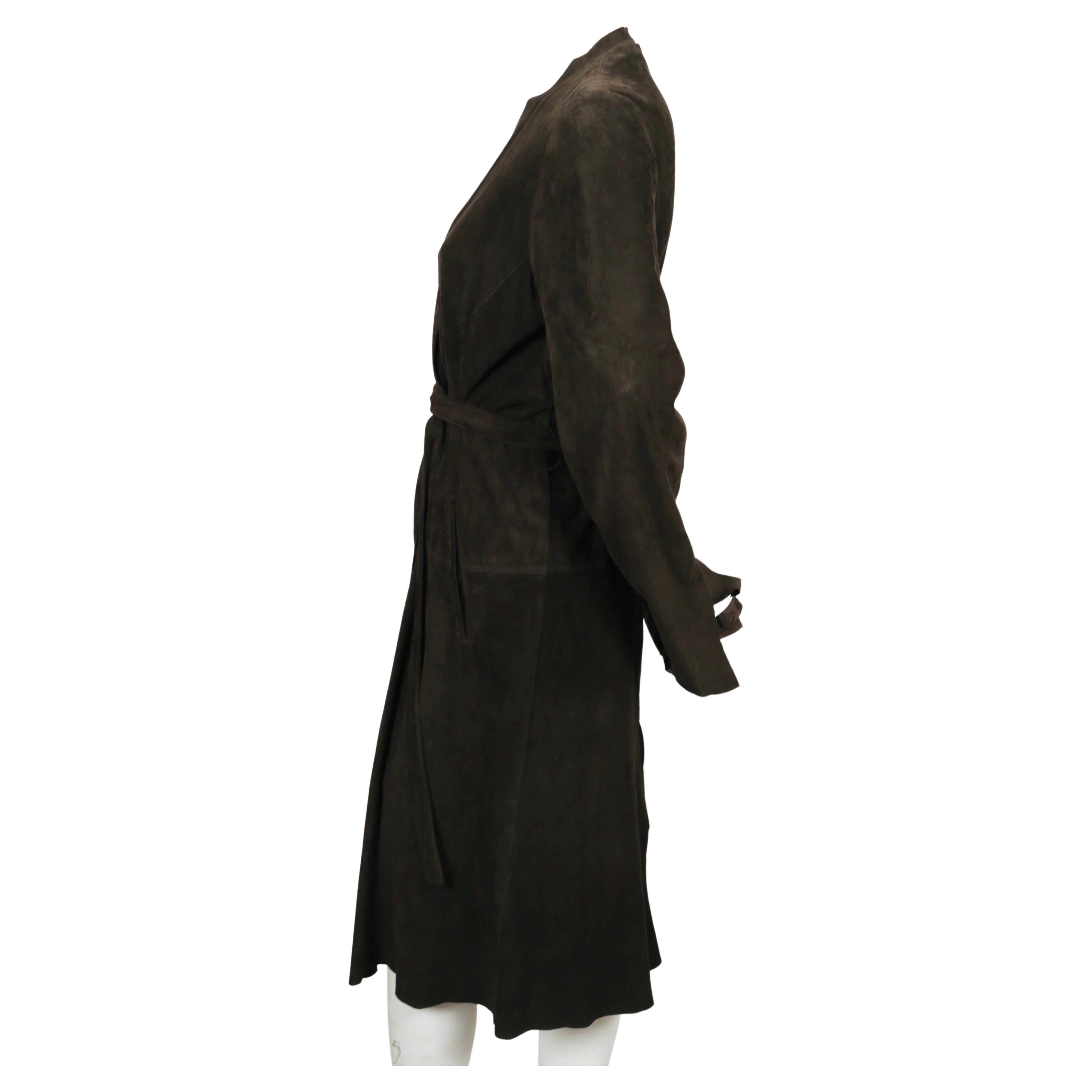 RICK OWENS long brown suede wrap coat 3