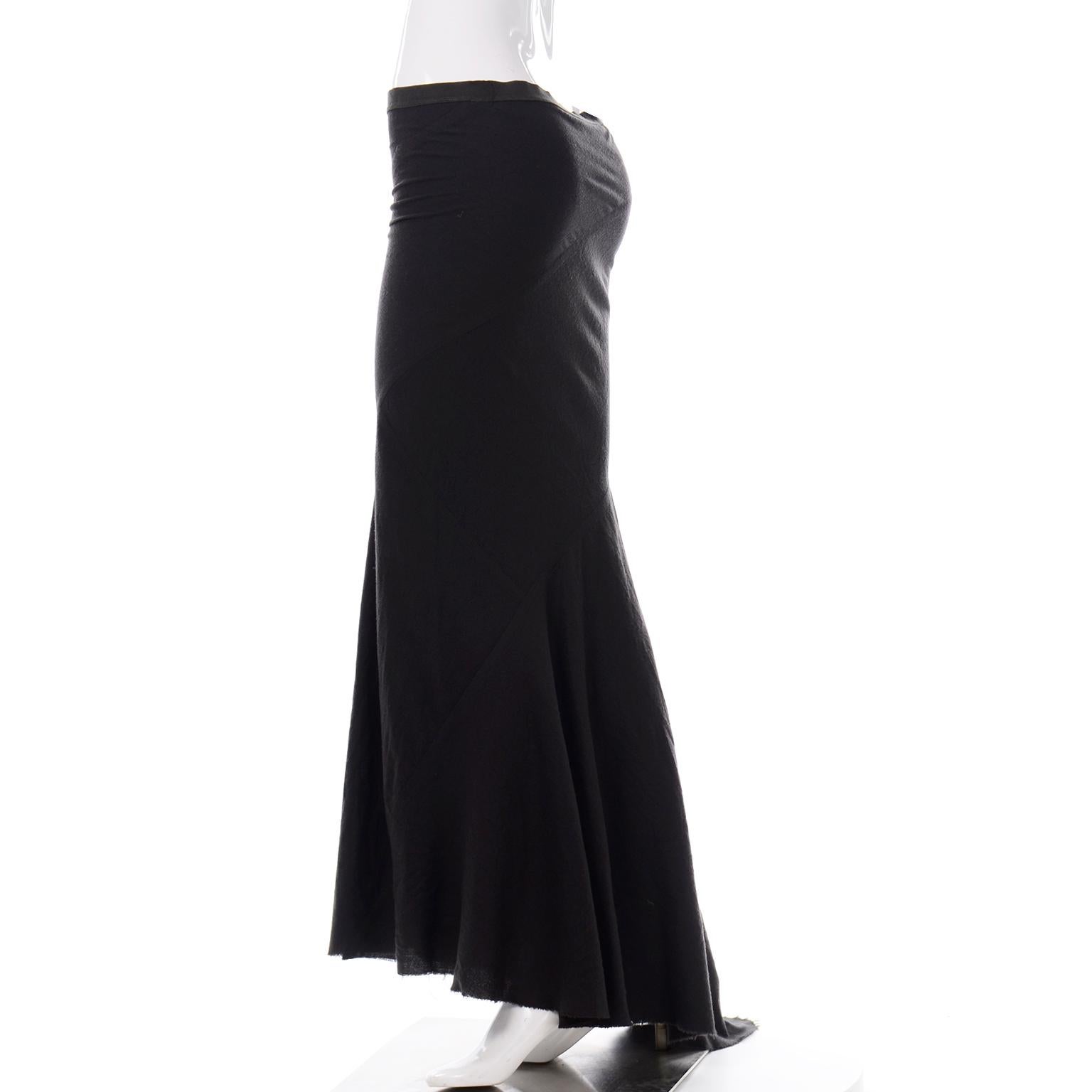 Rick Owens Long Dark Grey Wool Bias Cut Skirt Fall/Winter 2005 Moog Collection In Excellent Condition In Portland, OR