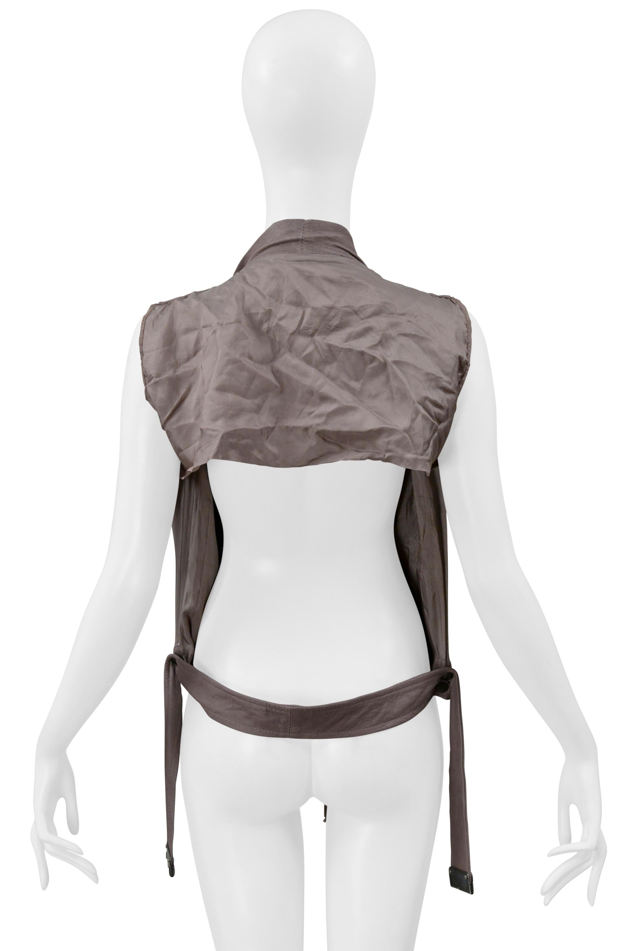 Women's Rick Owens Mauve Leather Backless Motorcycle Biker Vest 2004 For Sale