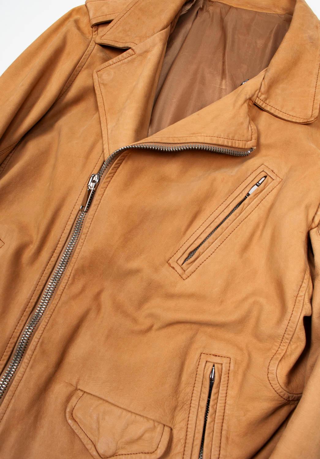 Rick Owens Men Leather Jacket Biker Size 50/M In Good Condition For Sale In Kaunas, LT