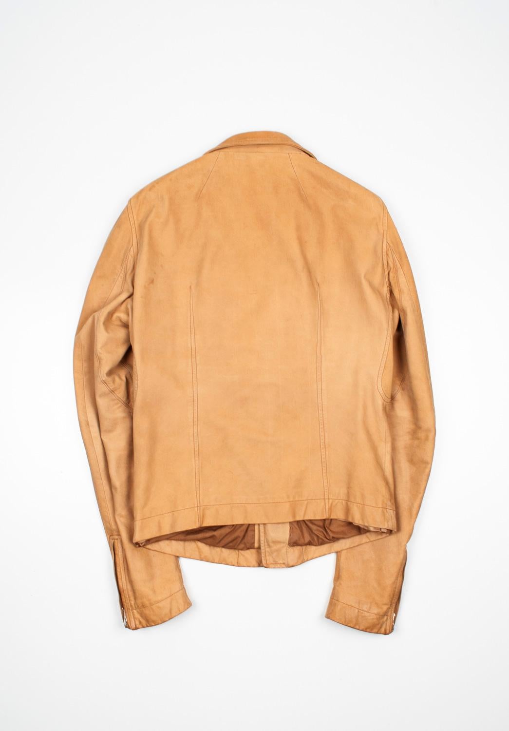 Rick Owens Men Leather Jacket Biker Size 50/M For Sale 1