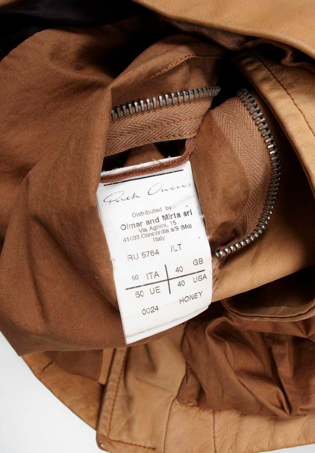 Rick Owens Men Leather Jacket Biker Size 50/M For Sale 2
