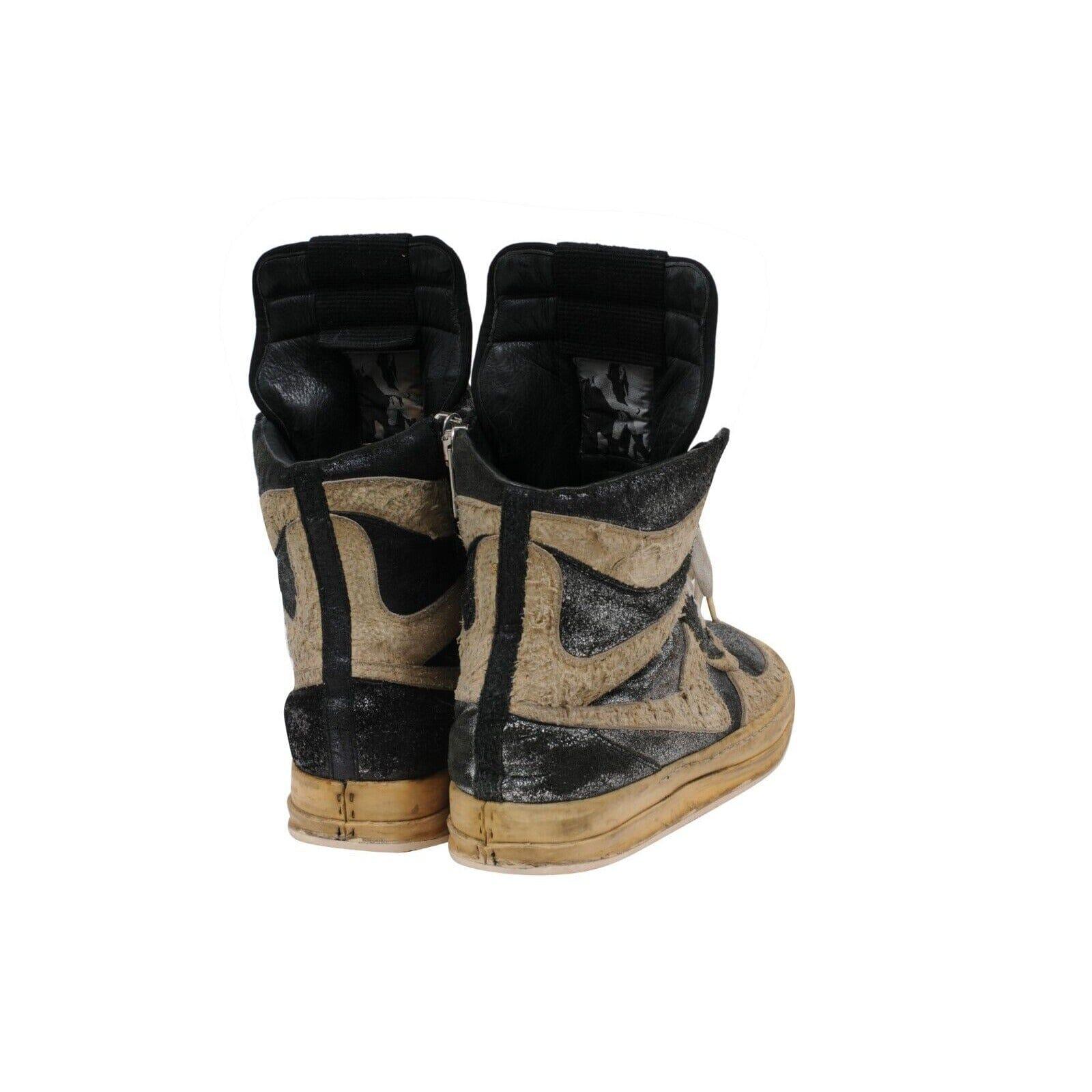 Rick Owens Mohawk Dunks Taglia US9 EU 42 Nero Classic Leather Metallizzato Distressed in vendita 6