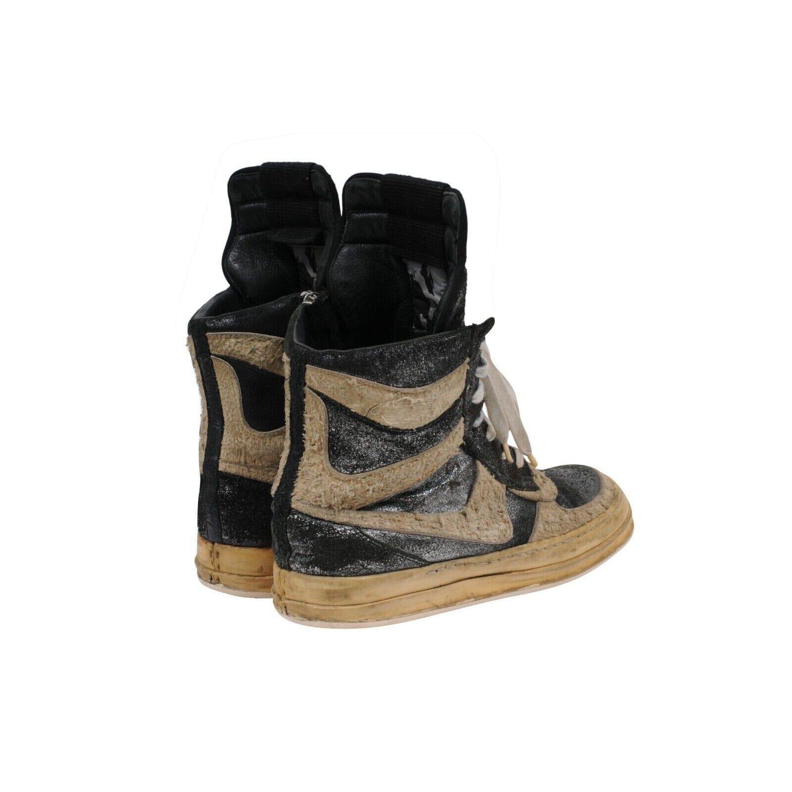 Uomo Rick Owens Mohawk Dunks Taglia US9 EU 42 Nero Classic Leather Metallizzato Distressed in vendita