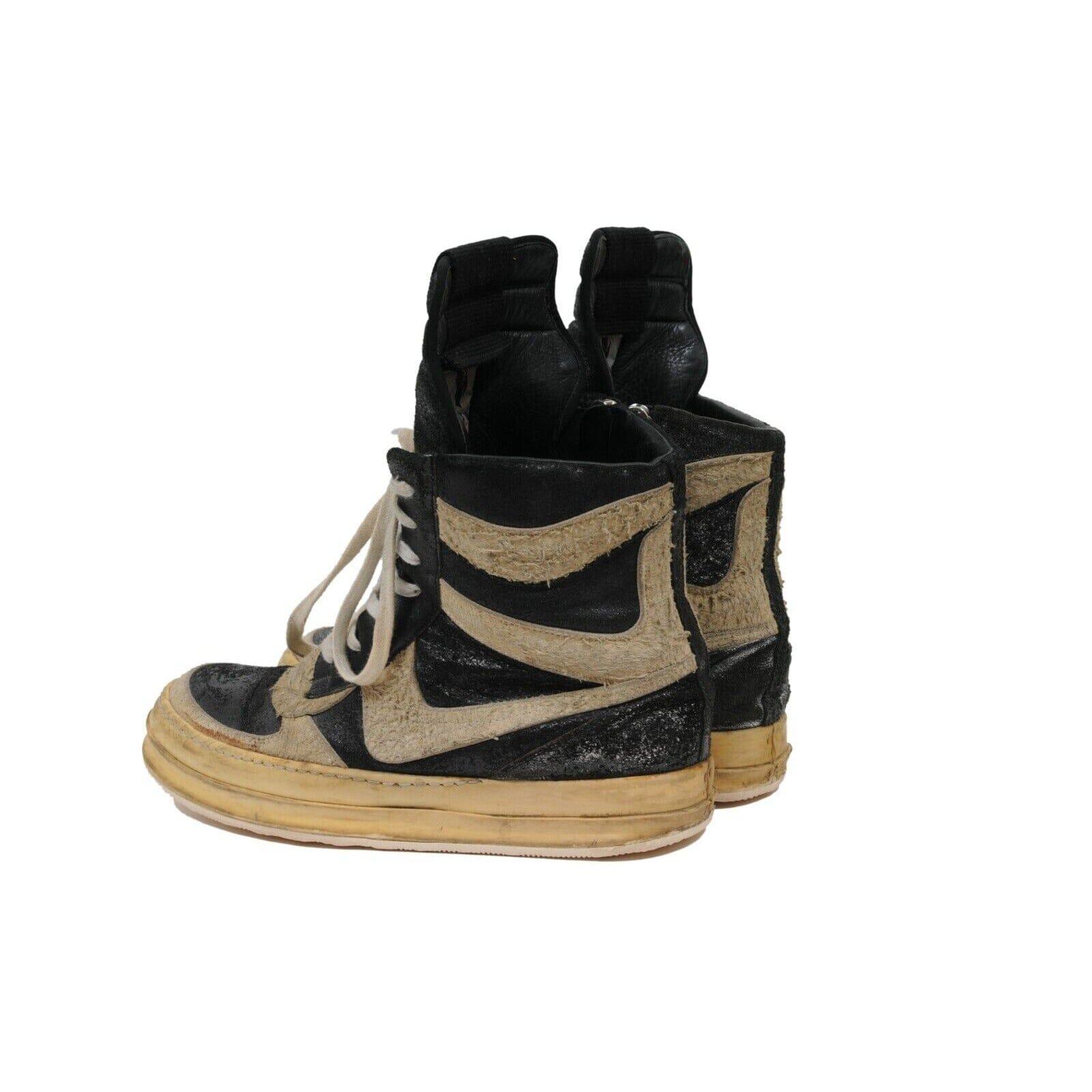 Rick Owens Mohawk Dunks Taglia US9 EU 42 Nero Classic Leather Metallizzato Distressed in vendita 1