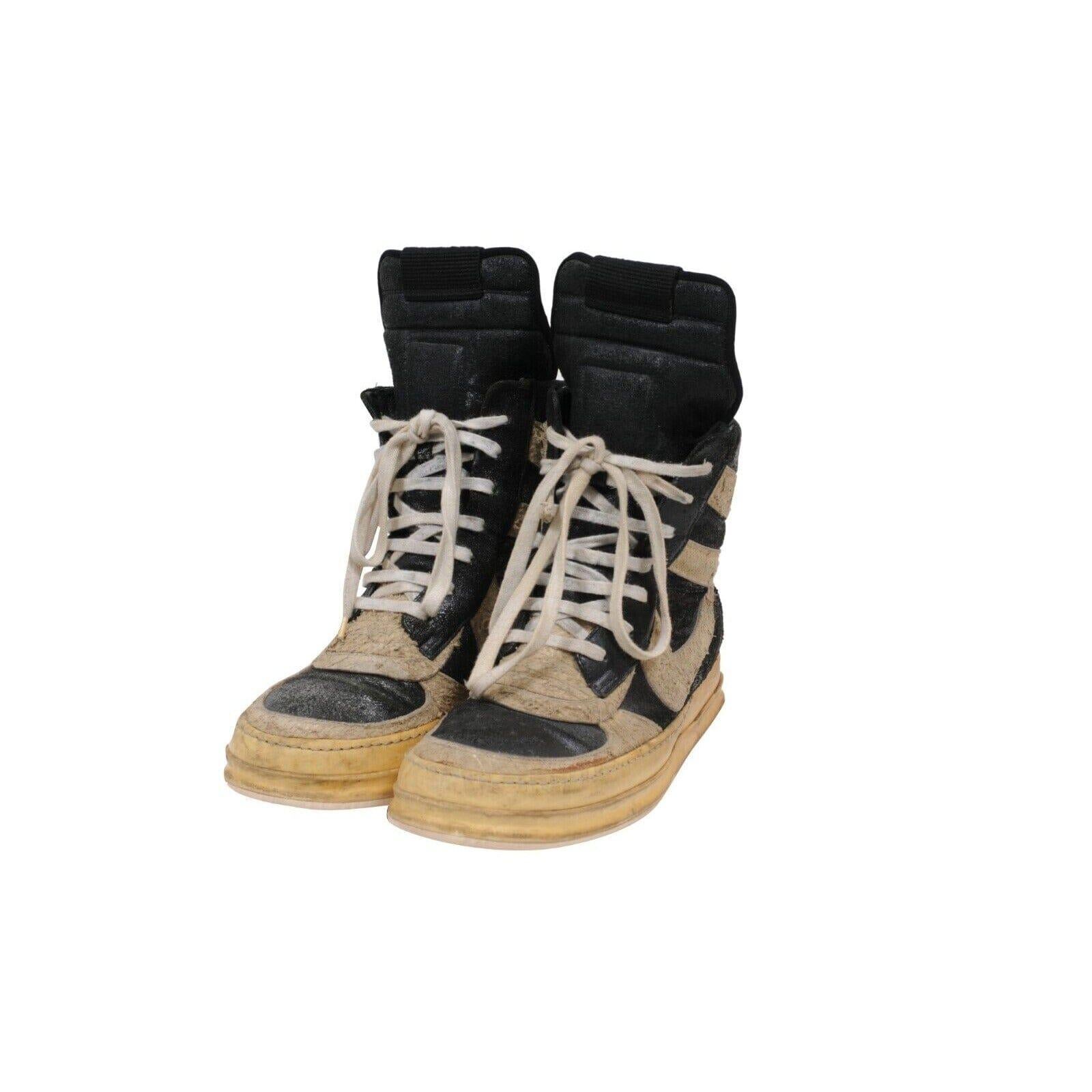 Rick Owens Mohawk Dunks Taglia US9 EU 42 Nero Classic Leather Metallizzato Distressed in vendita 2