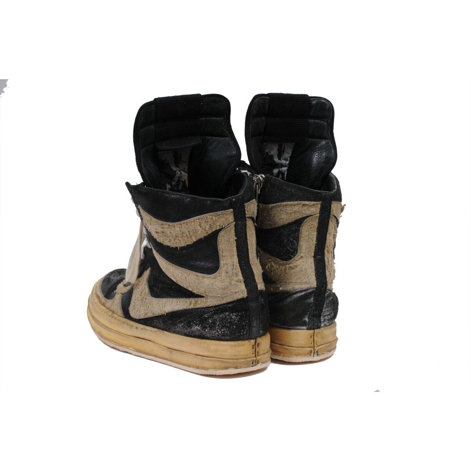 Rick Owens Mohawk Dunks Taglia US9 EU 42 Nero Classic Leather Metallizzato Distressed in vendita 4