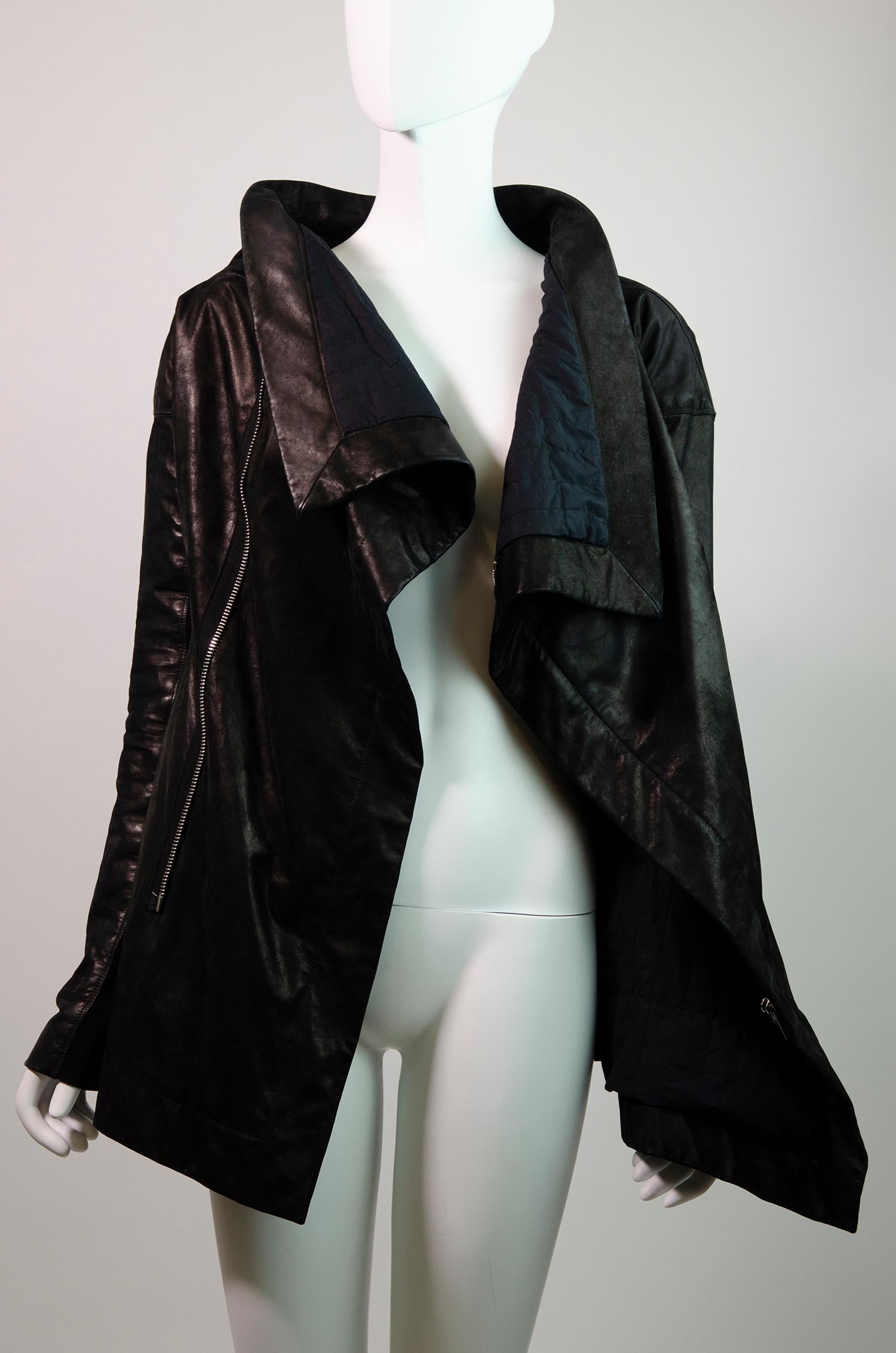 RICK OWENS Naska Leather Avant Garde Biker Jacket 3