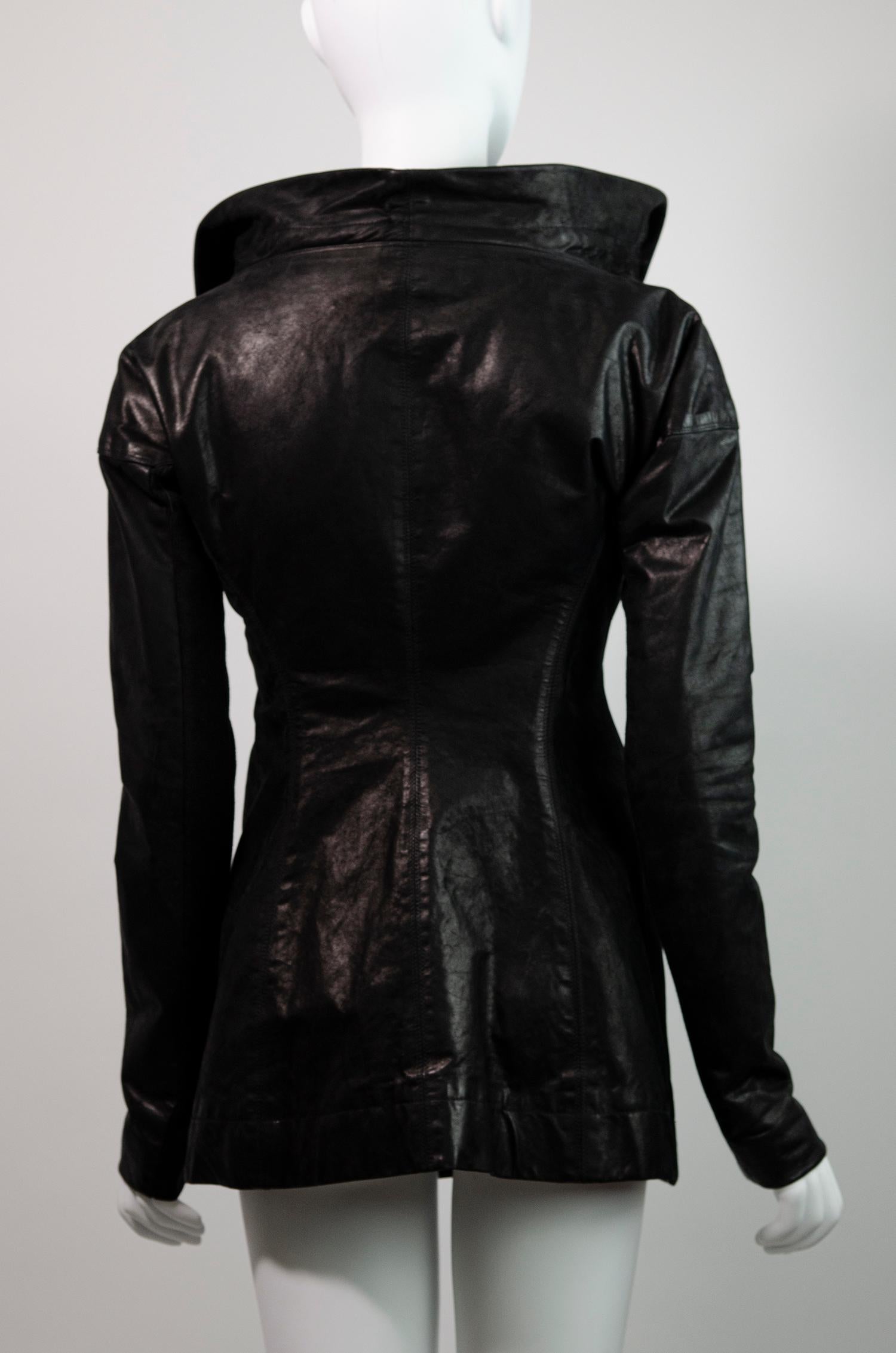 RICK OWENS Naska Leather Avant Garde Biker Jacket In Excellent Condition In Berlin, BE
