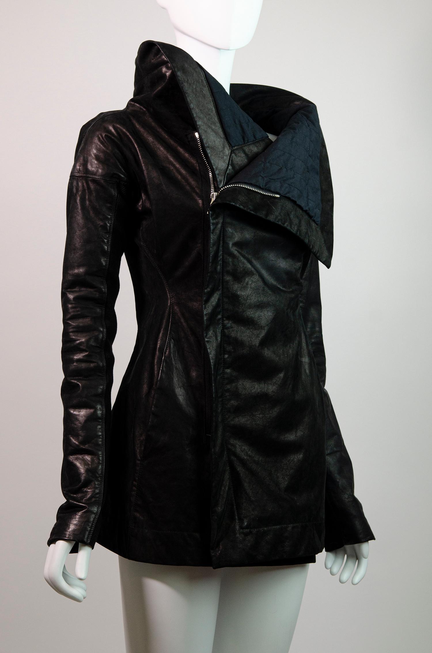 RICK OWENS Naska Leather Avant Garde Biker Jacket 2