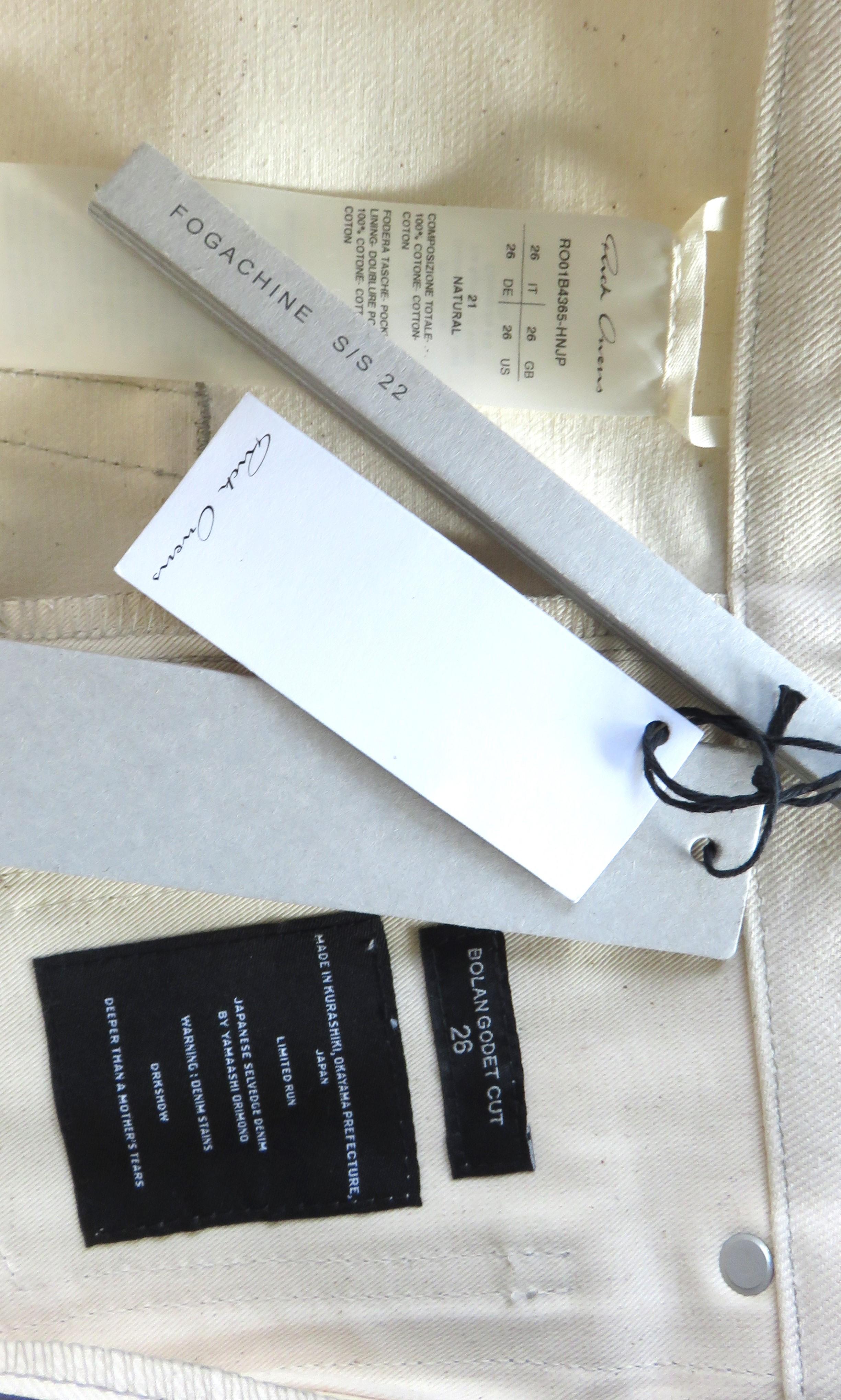 Rick Owens New Off White Selvedged Denim Fogachine SS 2022 Maxi Skirt 5